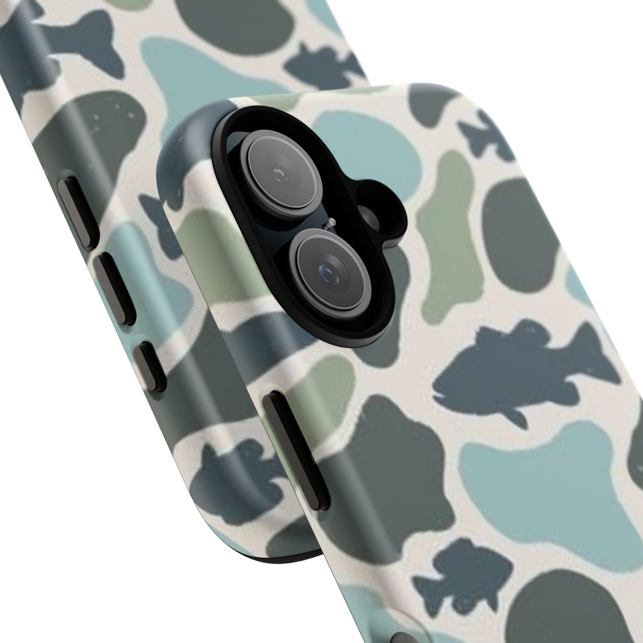 Camouflage Fish Tough Phone Case — Waterproof Blue-Green Camo iPhone Cover
