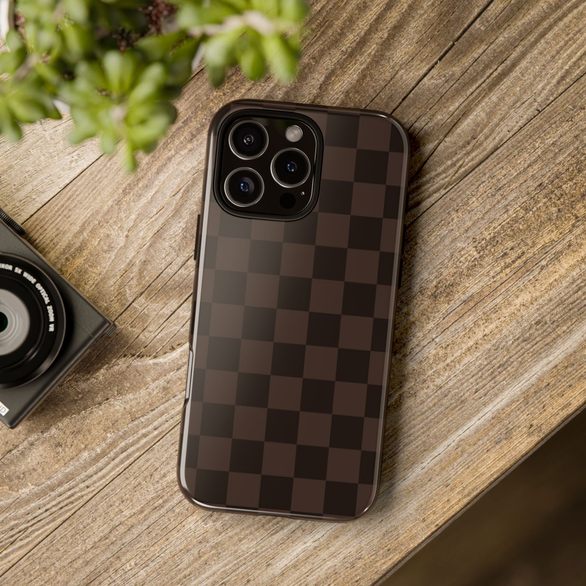 Lucky Chocolate Checkered  — Brown Grid Protective Cover