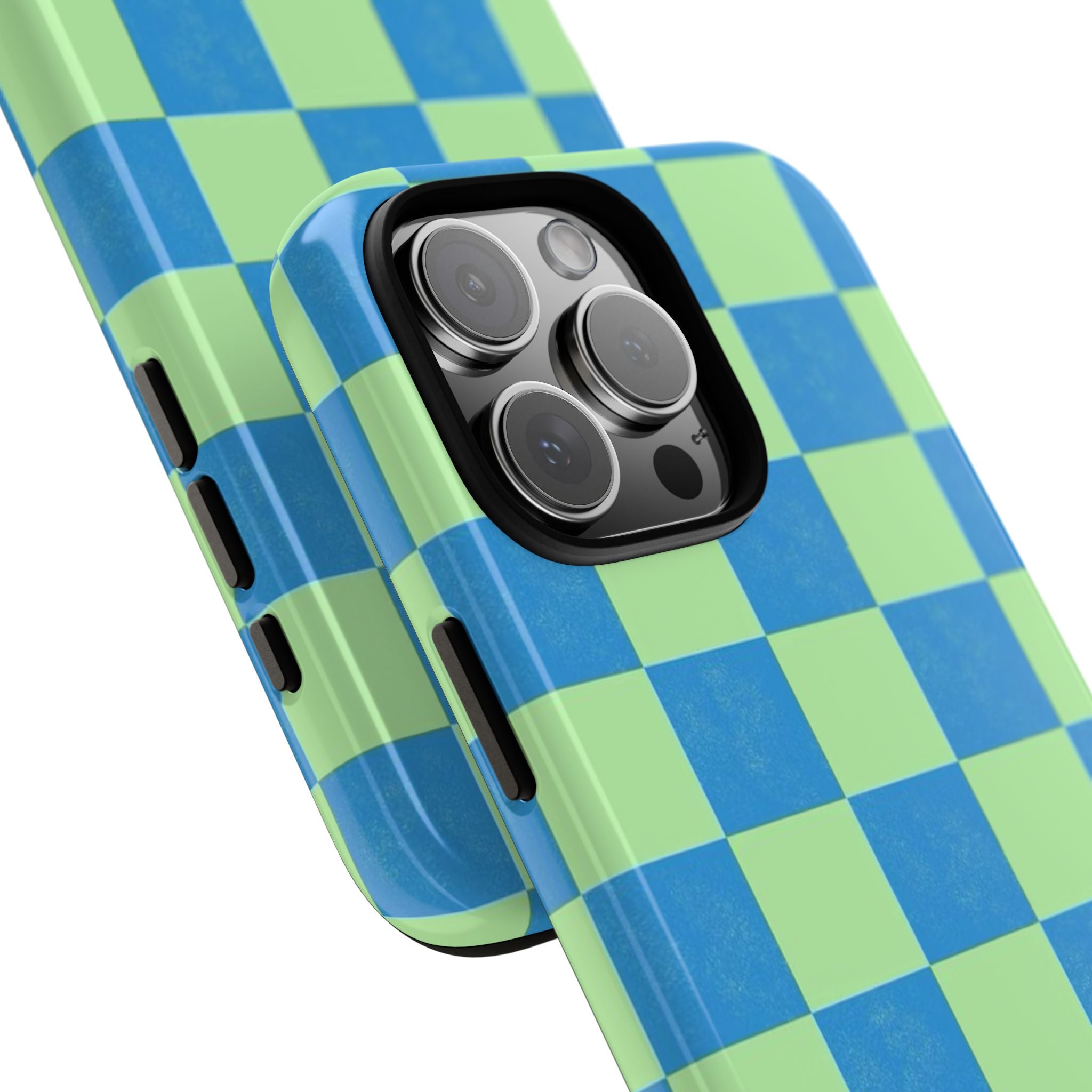 Cowgirl Blue Checkers — Retro Checkered Tough Phone Cover
