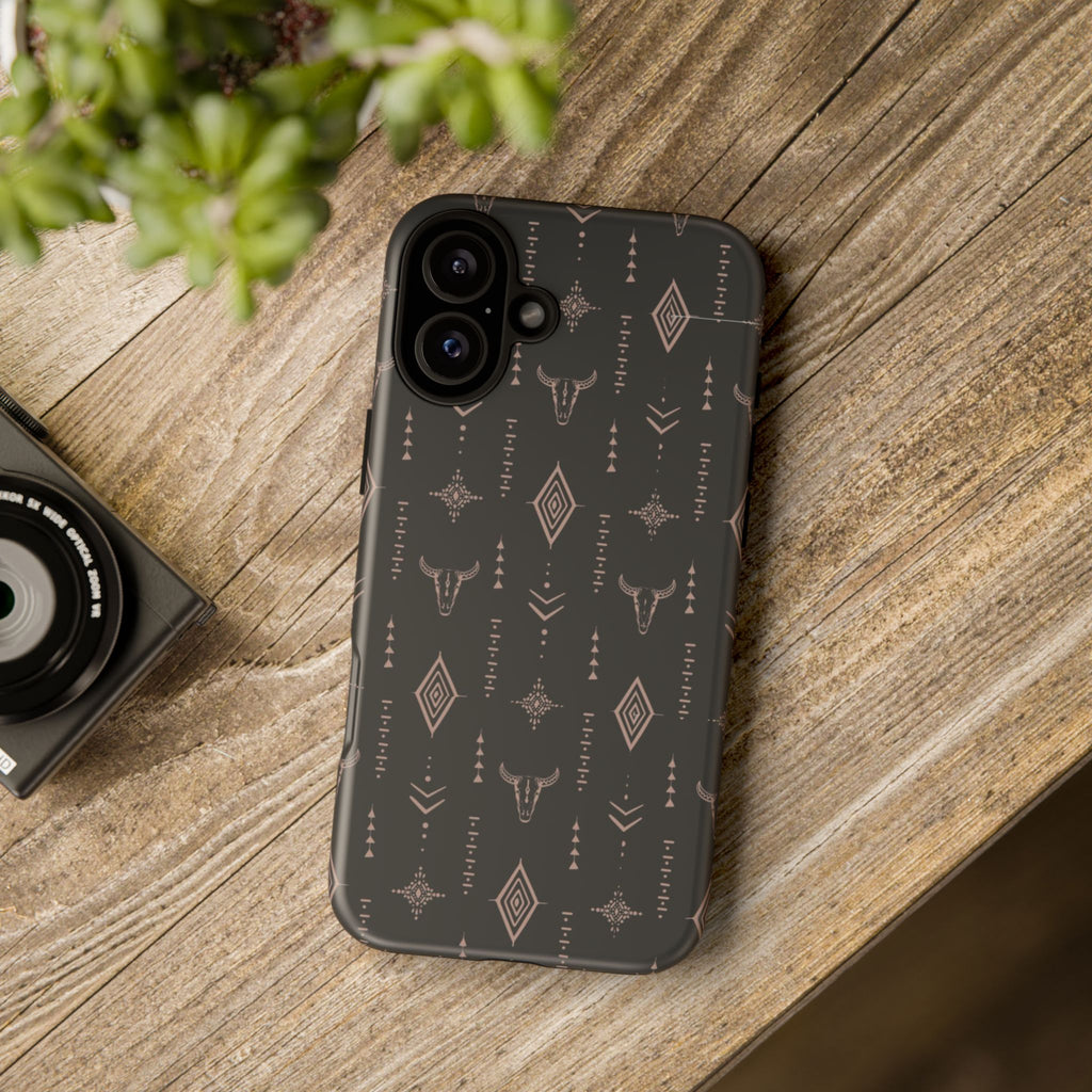 Western Diamond Bull Tough Phone Case — Protective Southwestern Pattern