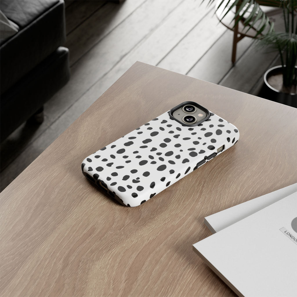 Dalmatian Spot Tough Phone Case — Black & White Protective Cover