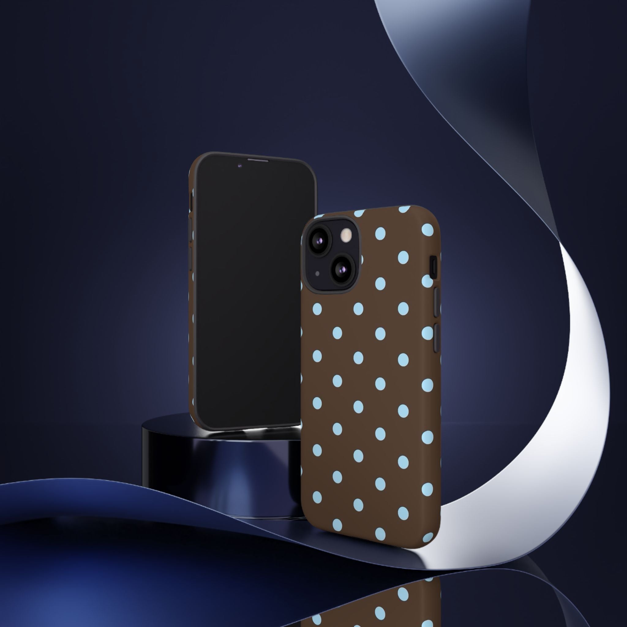 Brown Polka Dot Phone Case — Blue Dot Protective Tough Case