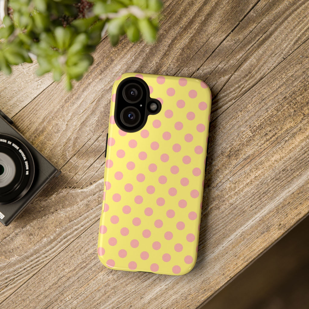 Yellow Polka Dot Phone Case — Cute Pink Dot Tough Case