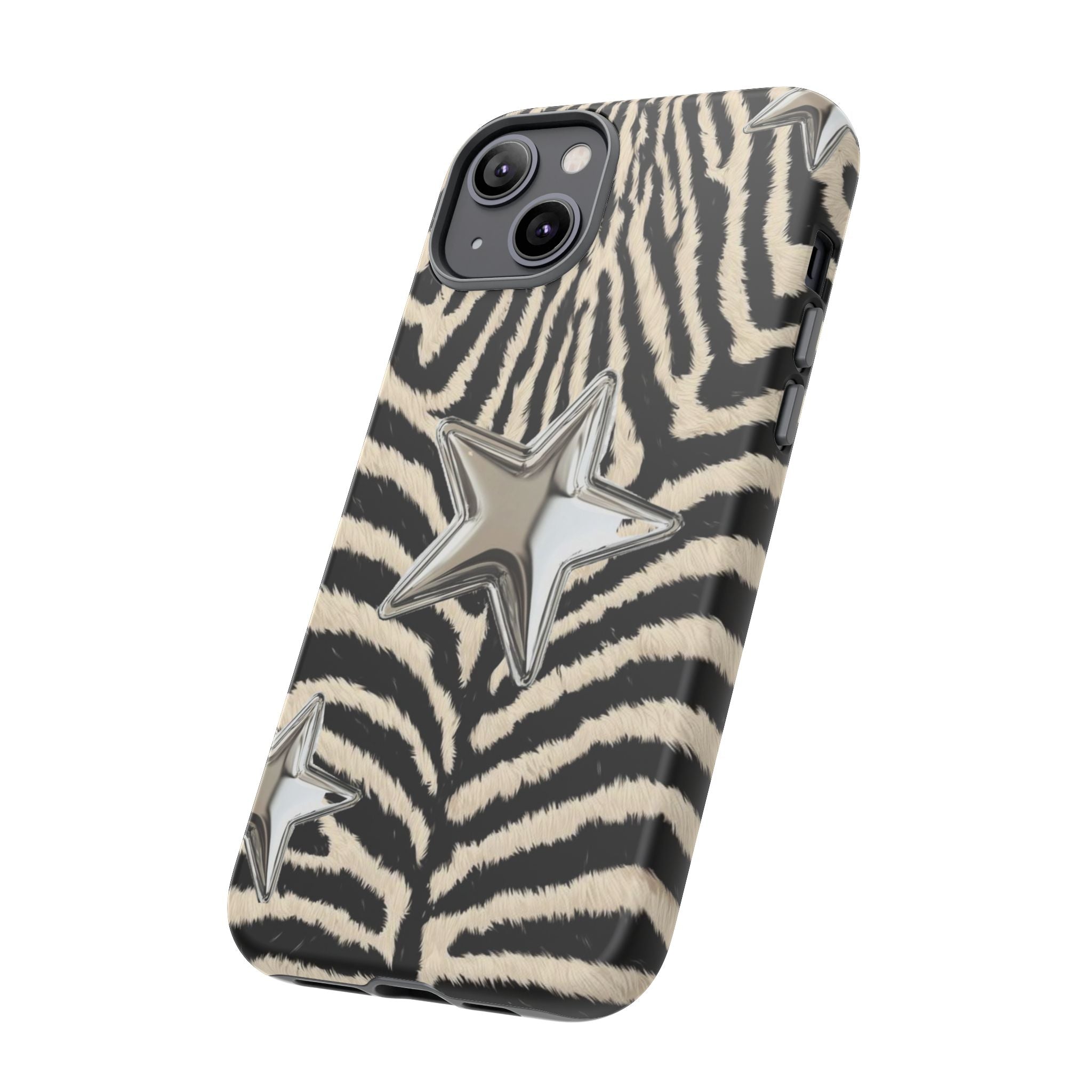 Zebra Print with Metallic Stars – Protective iPhone Cover
