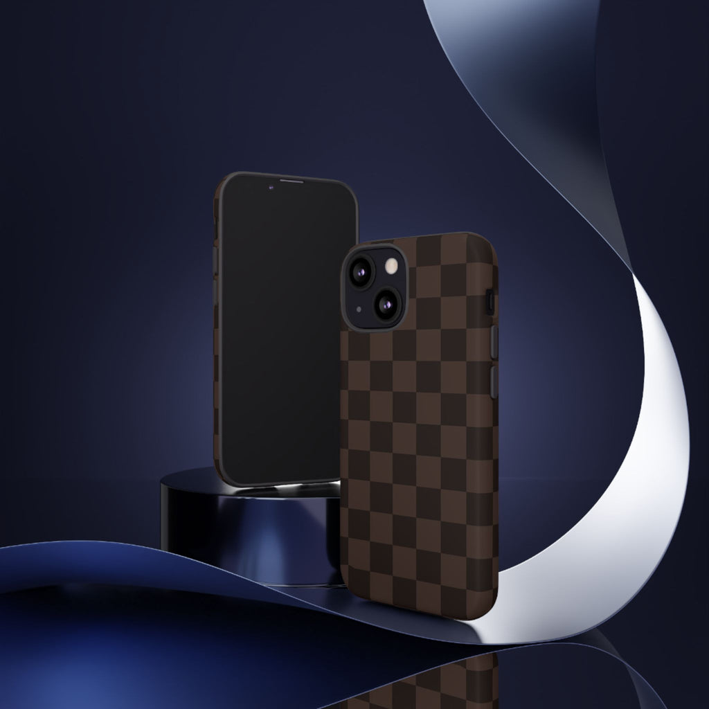 Lucky Chocolate Checkered  — Brown Grid Protective Cover