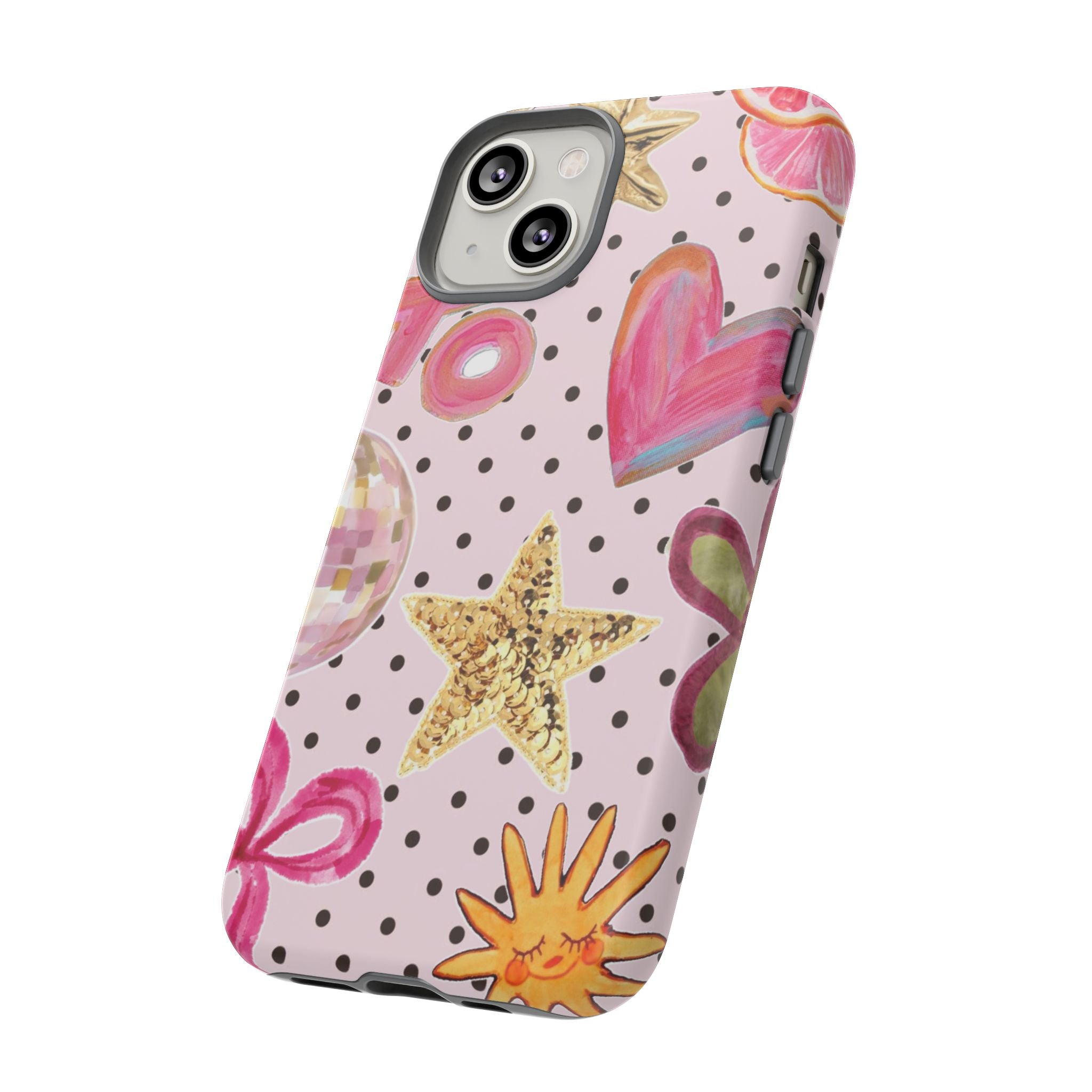 Pink Polka Dot Party — Pink Hearts, Stars & Disco Ball Design