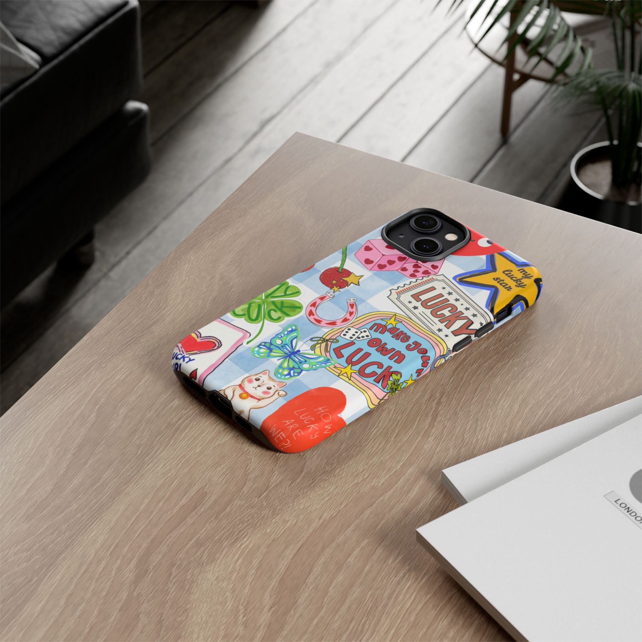 Lucky Charm Phone Case — Cute Kawaii Sticker Collage, ‘Make Your Own Luck’ Design