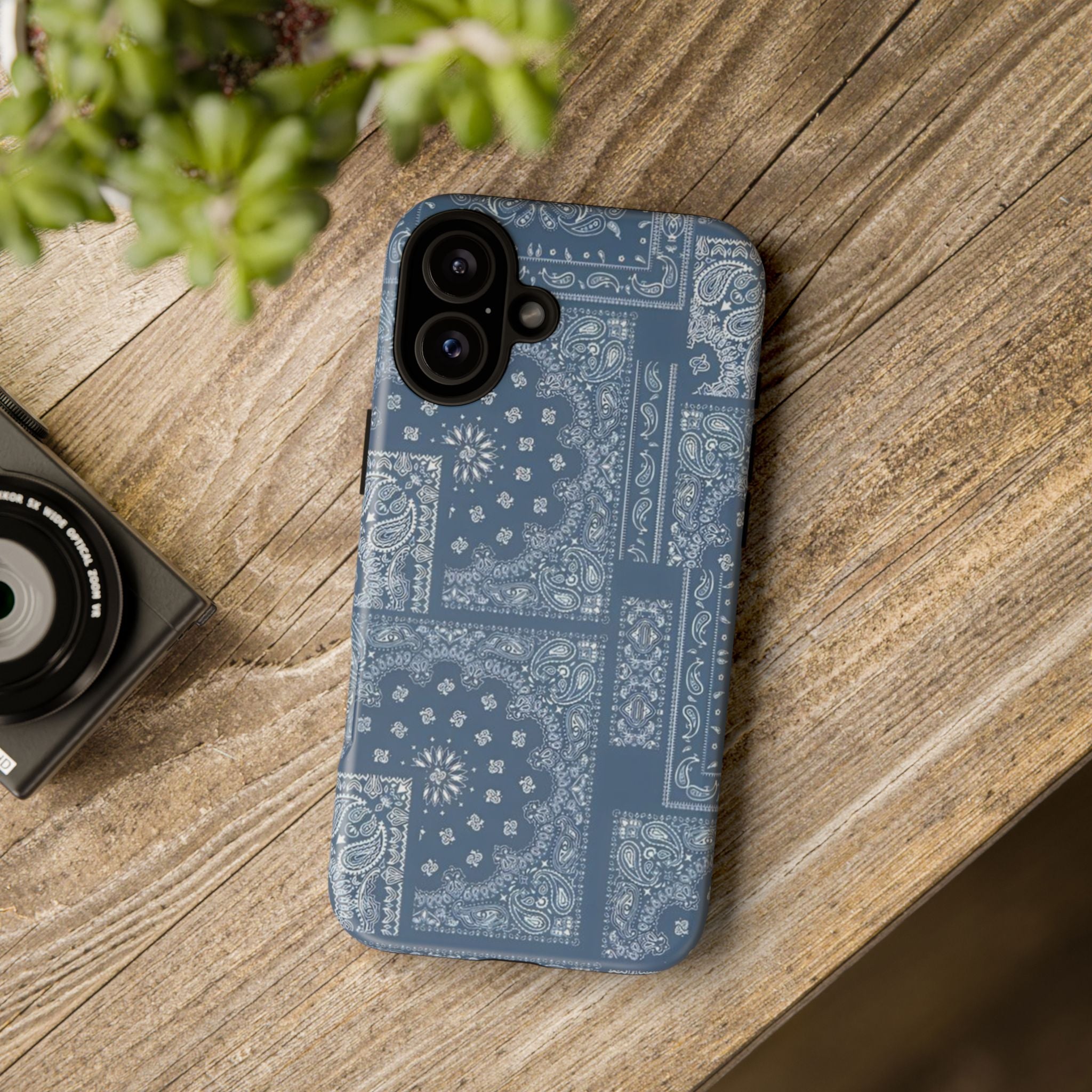 Blue Bandana Tough Phone Case — Rugged Protective iPhone Cover