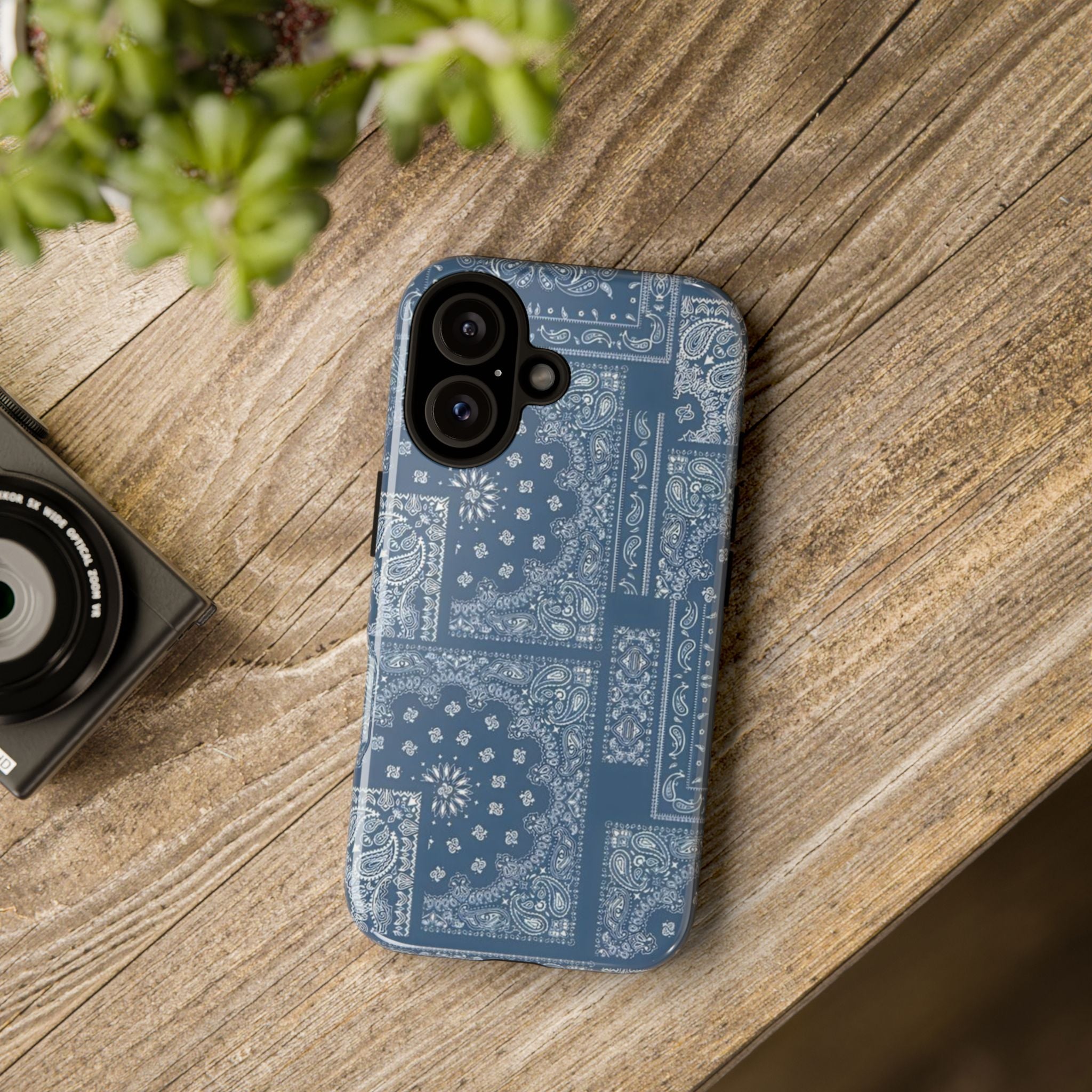 Blue Bandana Tough Phone Case — Rugged Protective iPhone Cover