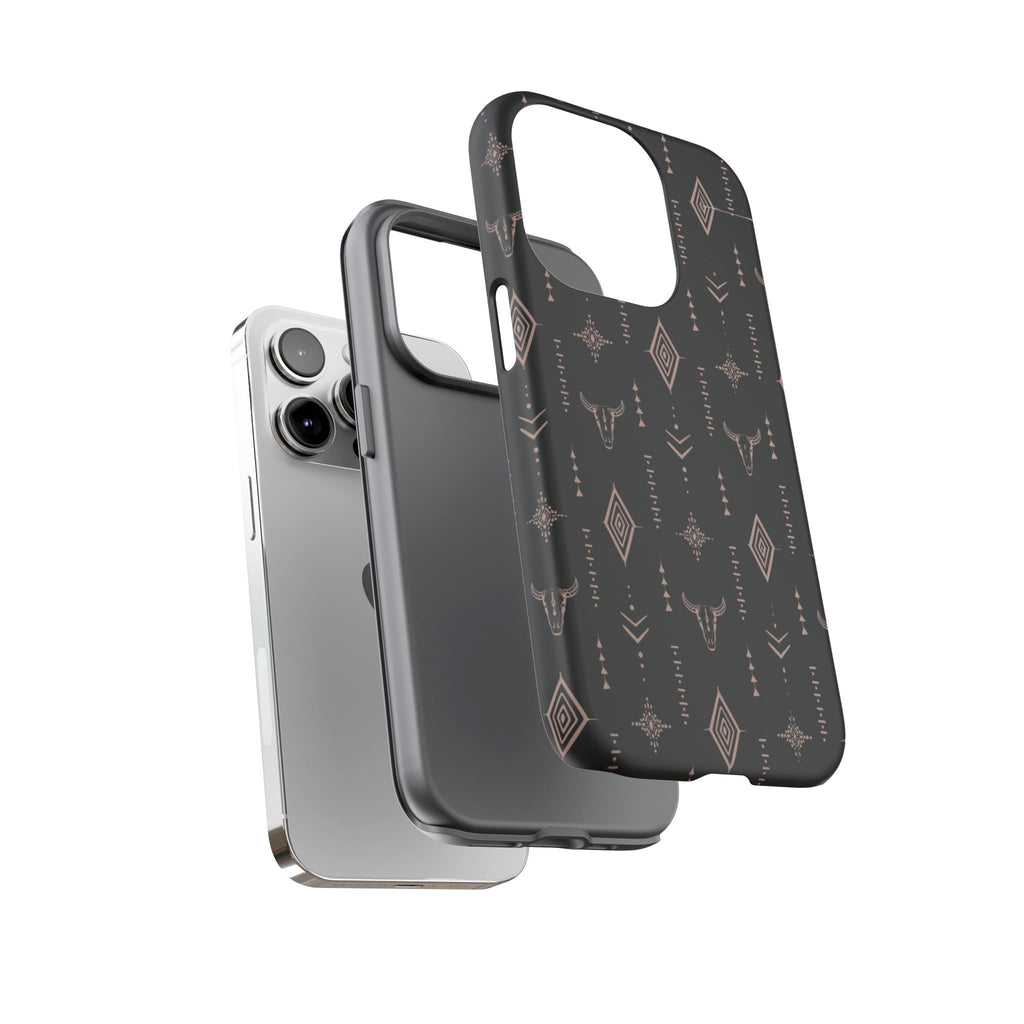 Western Diamond Bull Tough Phone Case — Protective Southwestern Pattern