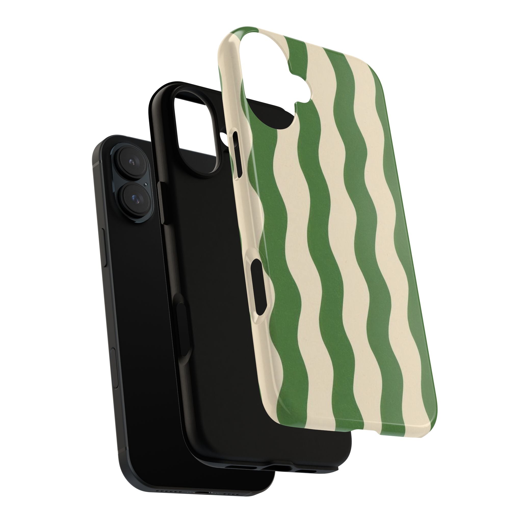 Wavy Green Stripe Phone Case — Retro Minimalist Tough Case