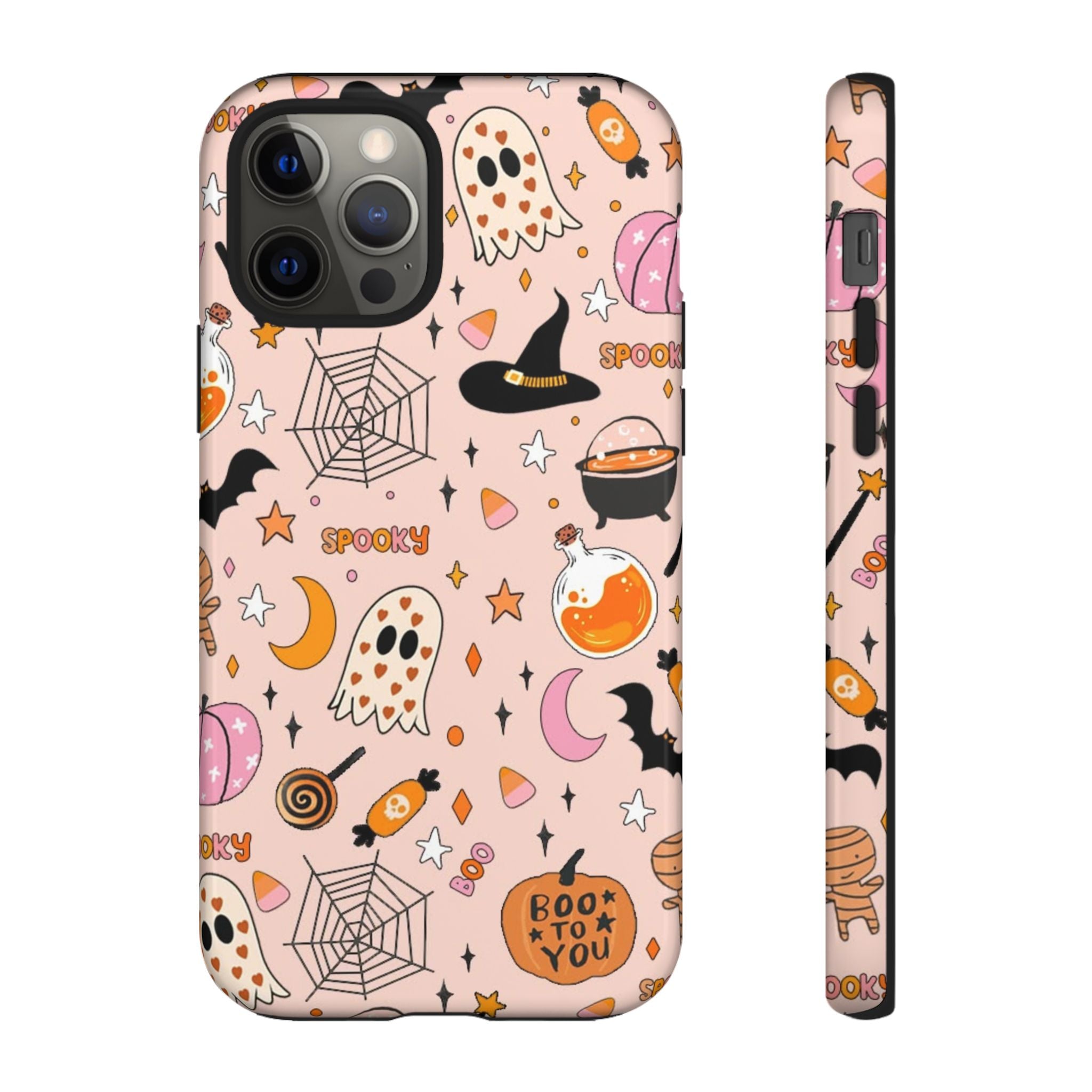 Spooky Halloween — Pink Ghosts, Witches, Candy & "Boo to You" Design