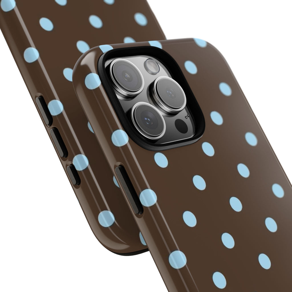 Brown Polka Dot Phone Case — Blue Dot Protective Tough Case