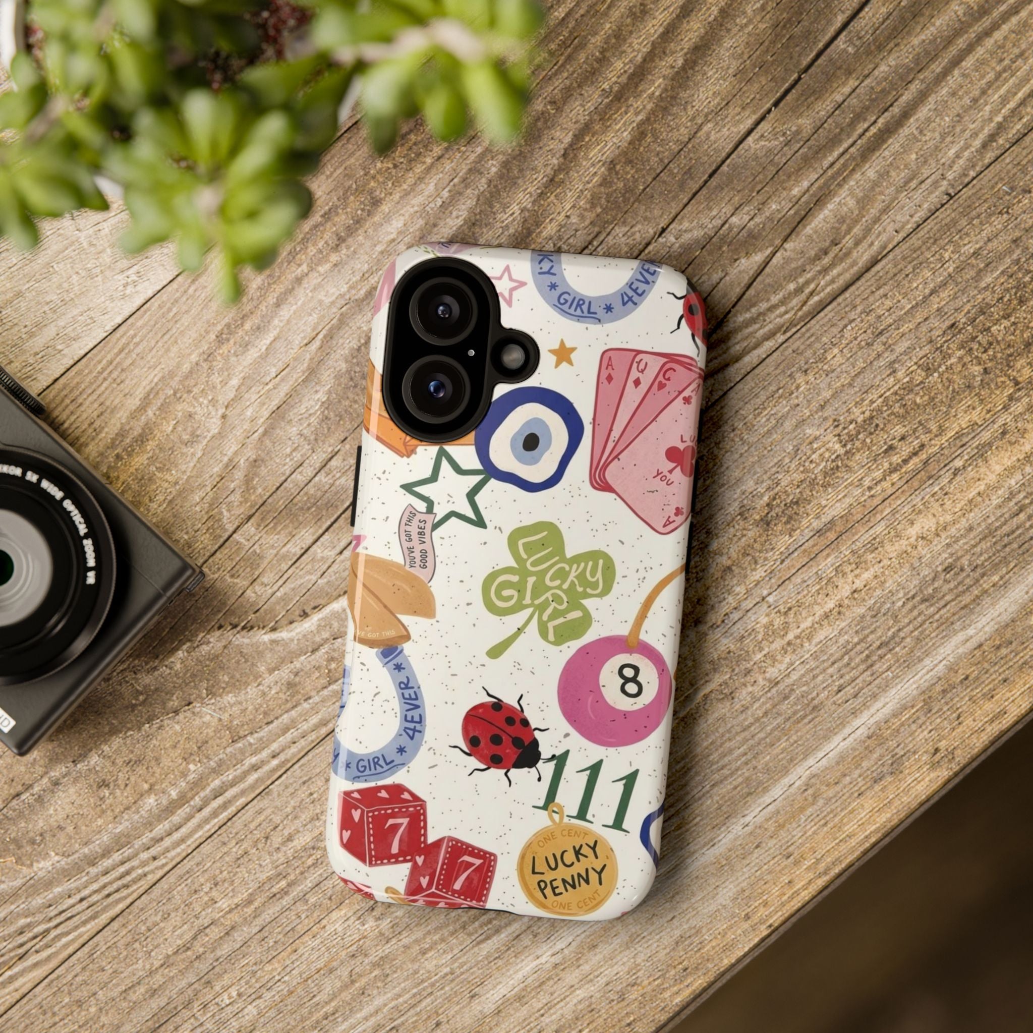Lucky Charm Phone Case — 'Lucky Girl' Sticker Collage Design