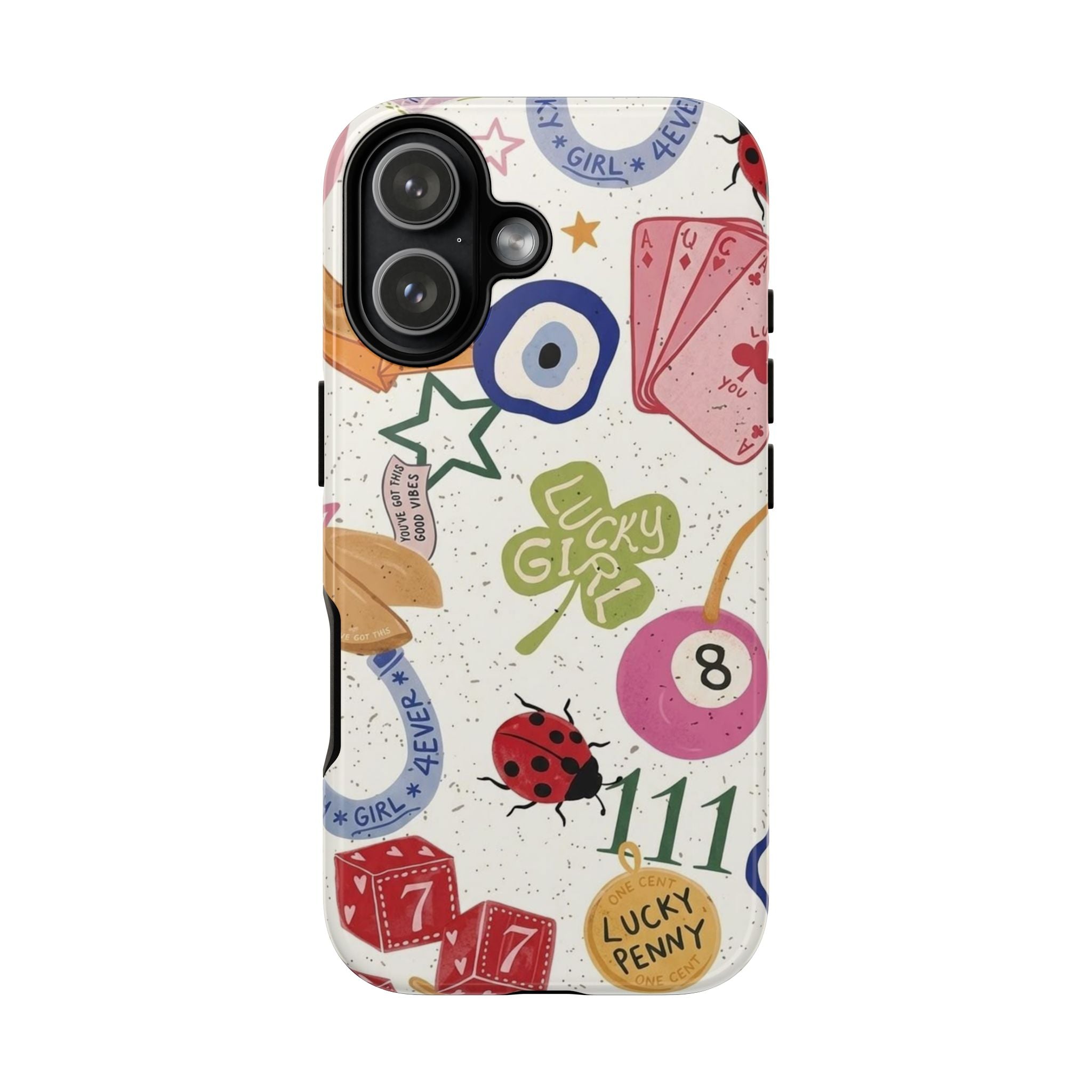 Lucky Charm Phone Case — 'Lucky Girl' Sticker Collage Design