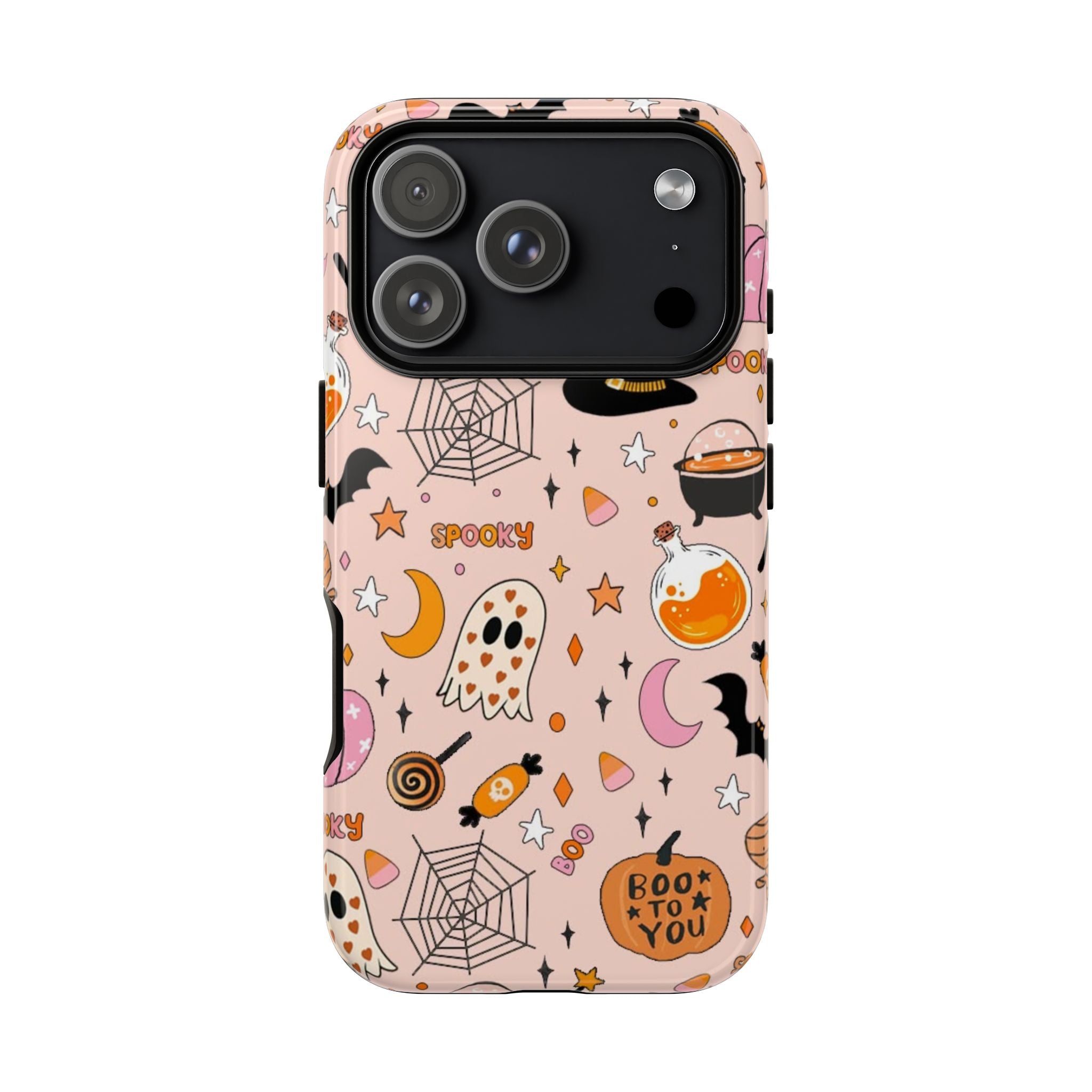 Spooky Halloween — Pink Ghosts, Witches, Candy & "Boo to You" Design