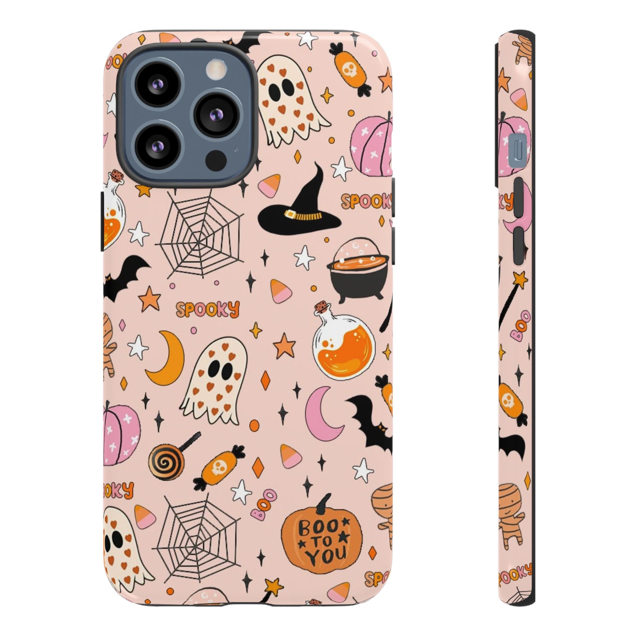 Spooky Halloween — Pink Ghosts, Witches, Candy & "Boo to You" Design