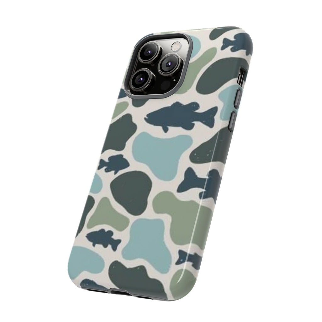 Camouflage Fish Tough Phone Case — Waterproof Blue-Green Camo iPhone Cover
