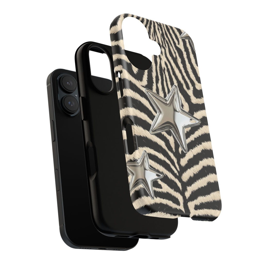 Zebra Print with Metallic Stars – Protective iPhone Cover