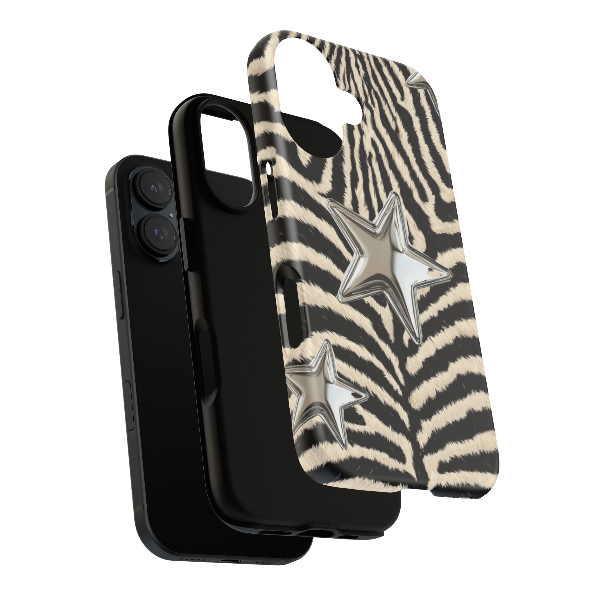 Zebra Print with Metallic Stars – Protective iPhone Cover
