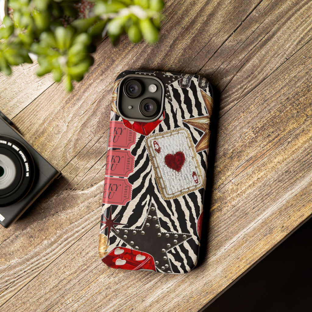 Retro Vegas Zebra Print- Durable Phone Case