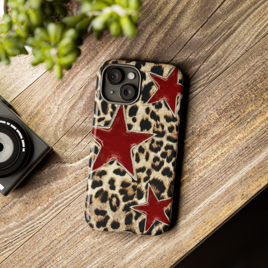 Ruby Leopard Star – Red Stars on Animal Print