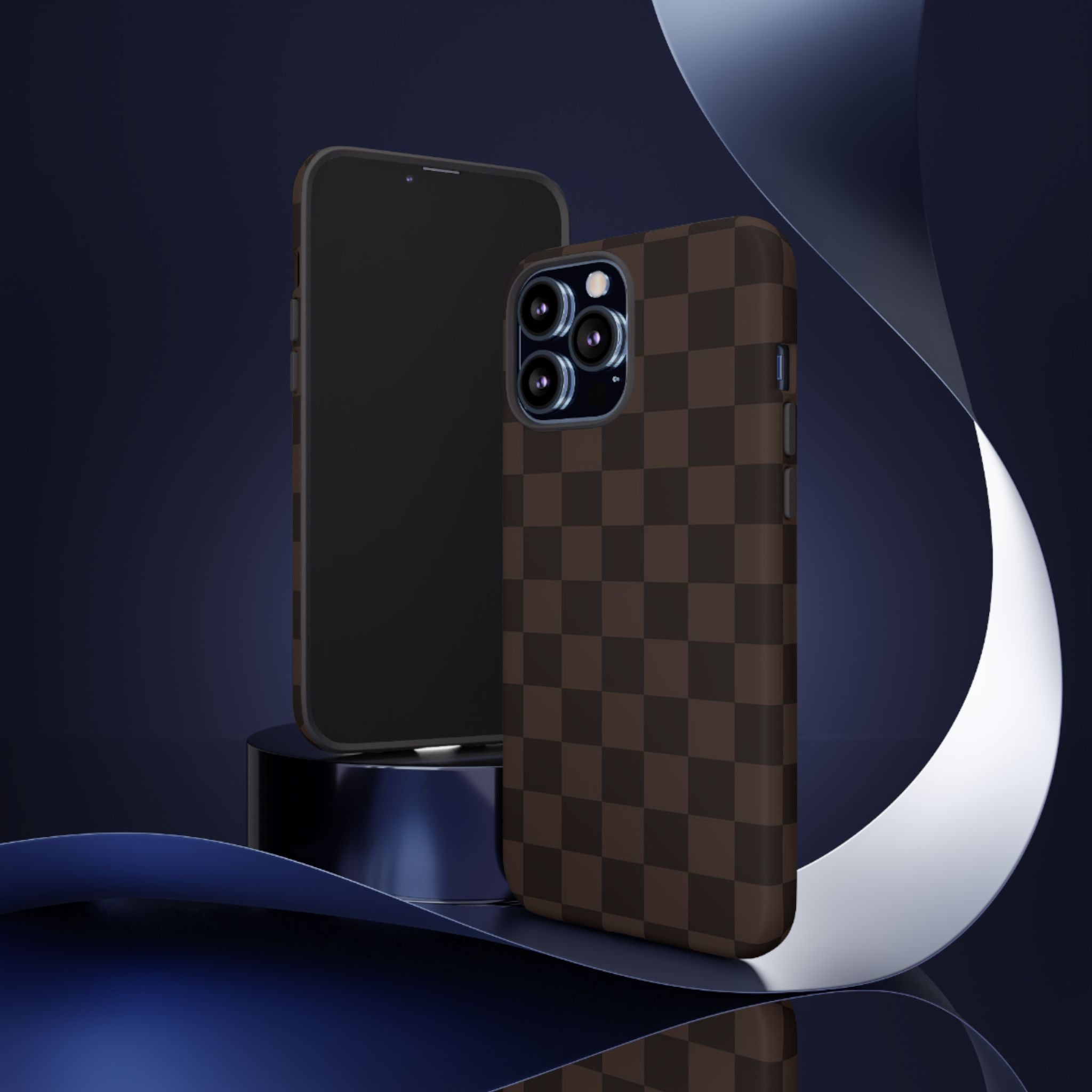 Lucky Chocolate Checkered  — Brown Grid Protective Cover