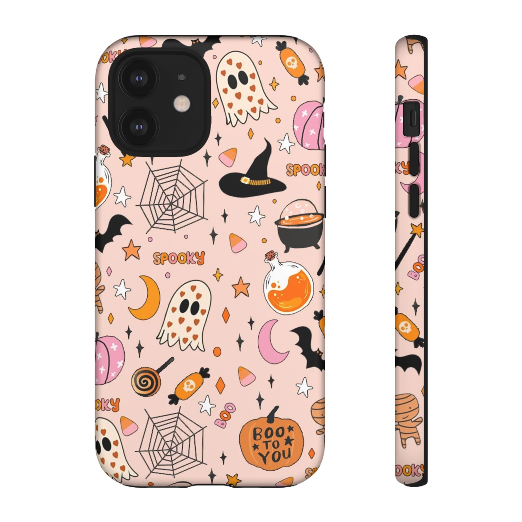 Spooky Halloween — Pink Ghosts, Witches, Candy & "Boo to You" Design