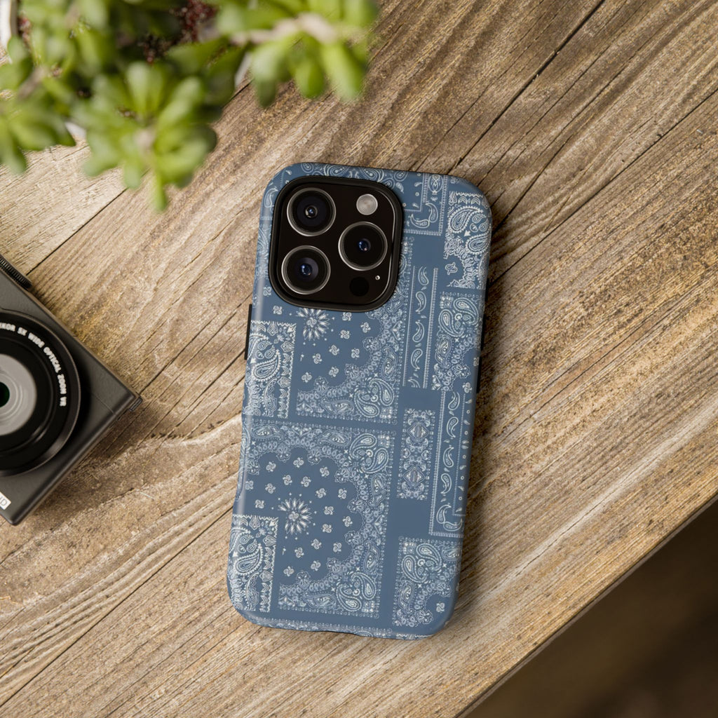 Blue Bandana Tough Phone Case — Rugged Protective iPhone Cover