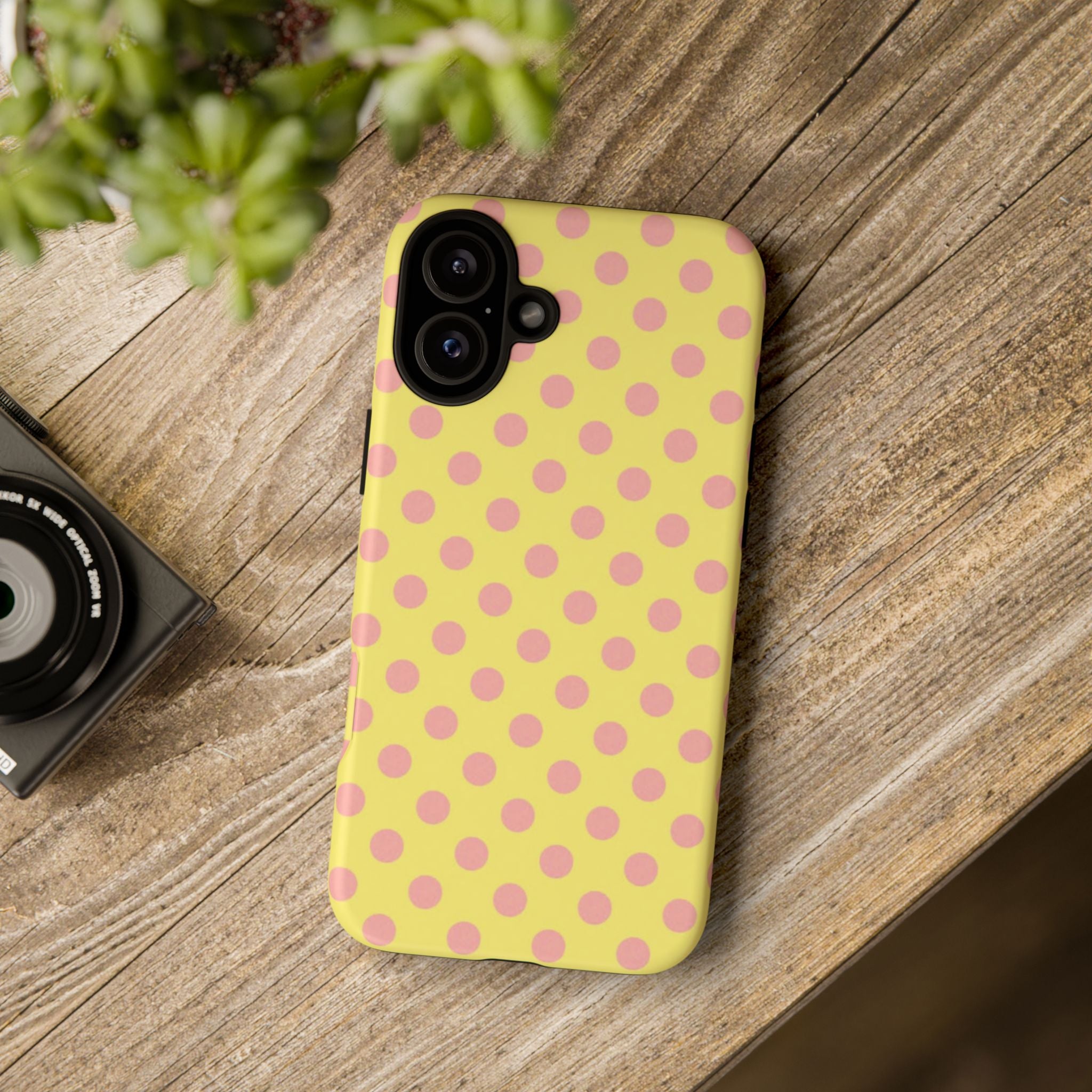 Yellow Polka Dot Phone Case — Cute Pink Dot Tough Case