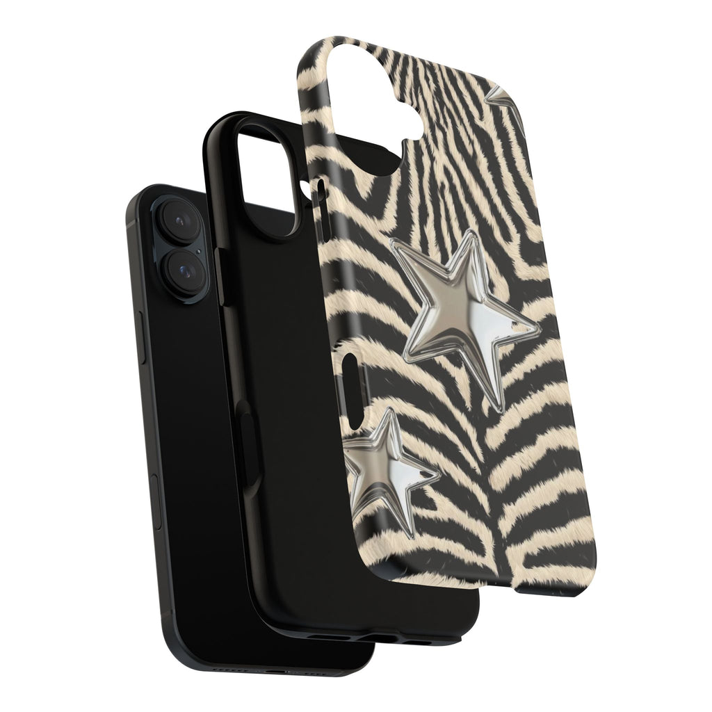 Zebra Print with Metallic Stars – Protective iPhone Cover