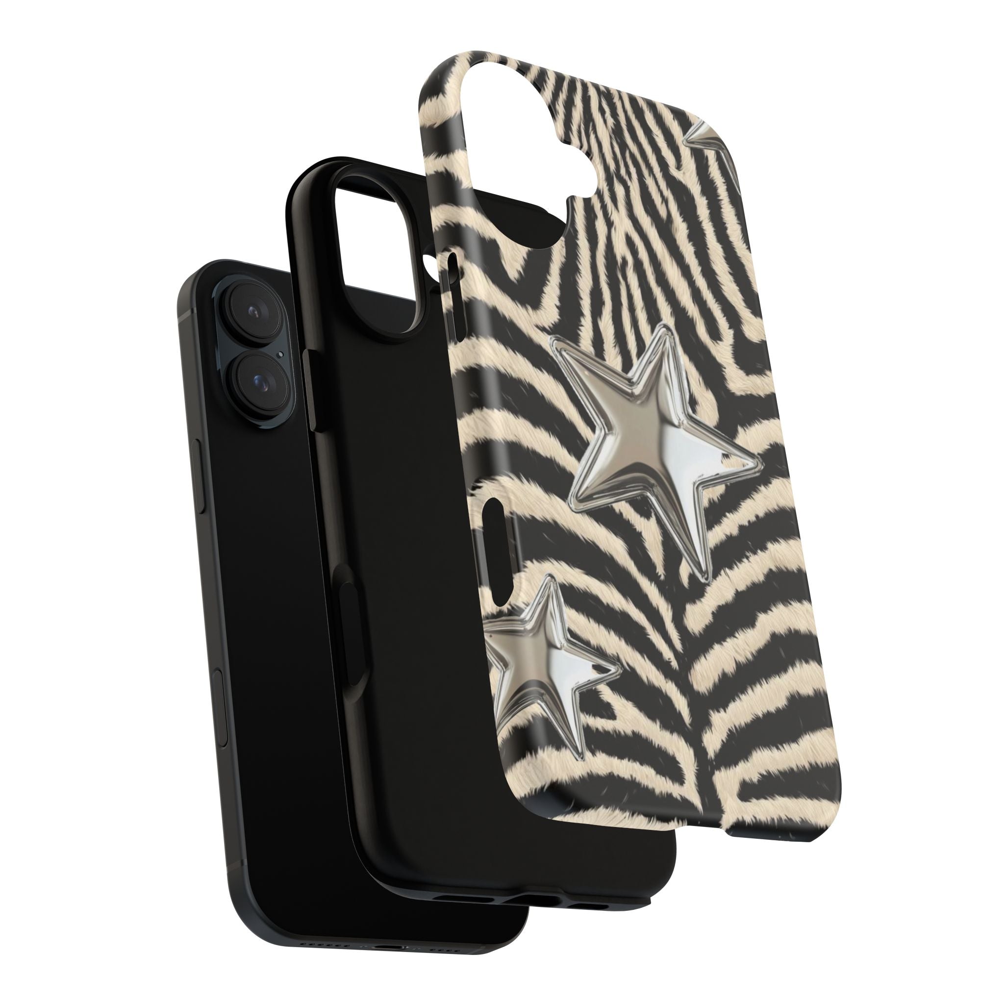 Zebra Print with Metallic Stars – Protective iPhone Cover