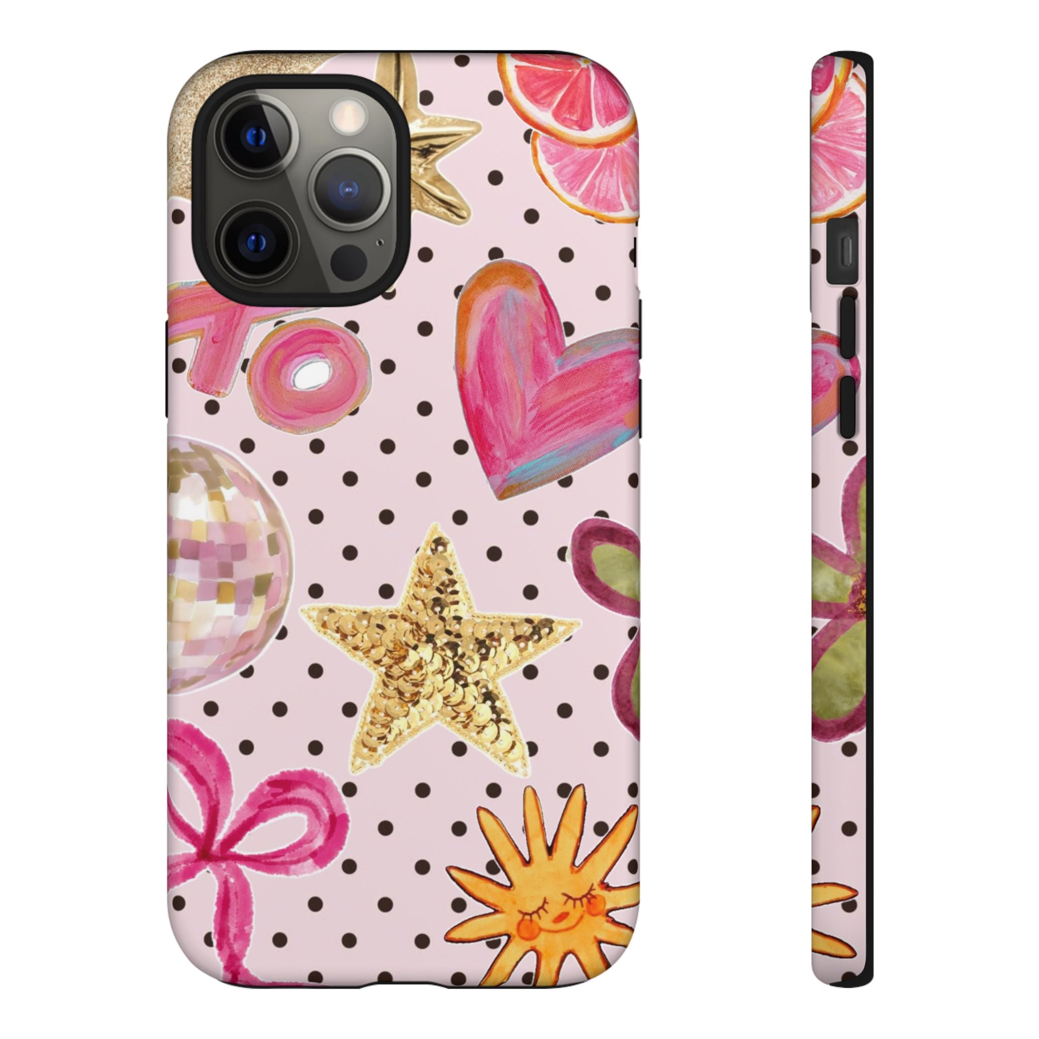 Pink Polka Dot Party — Pink Hearts, Stars & Disco Ball Design