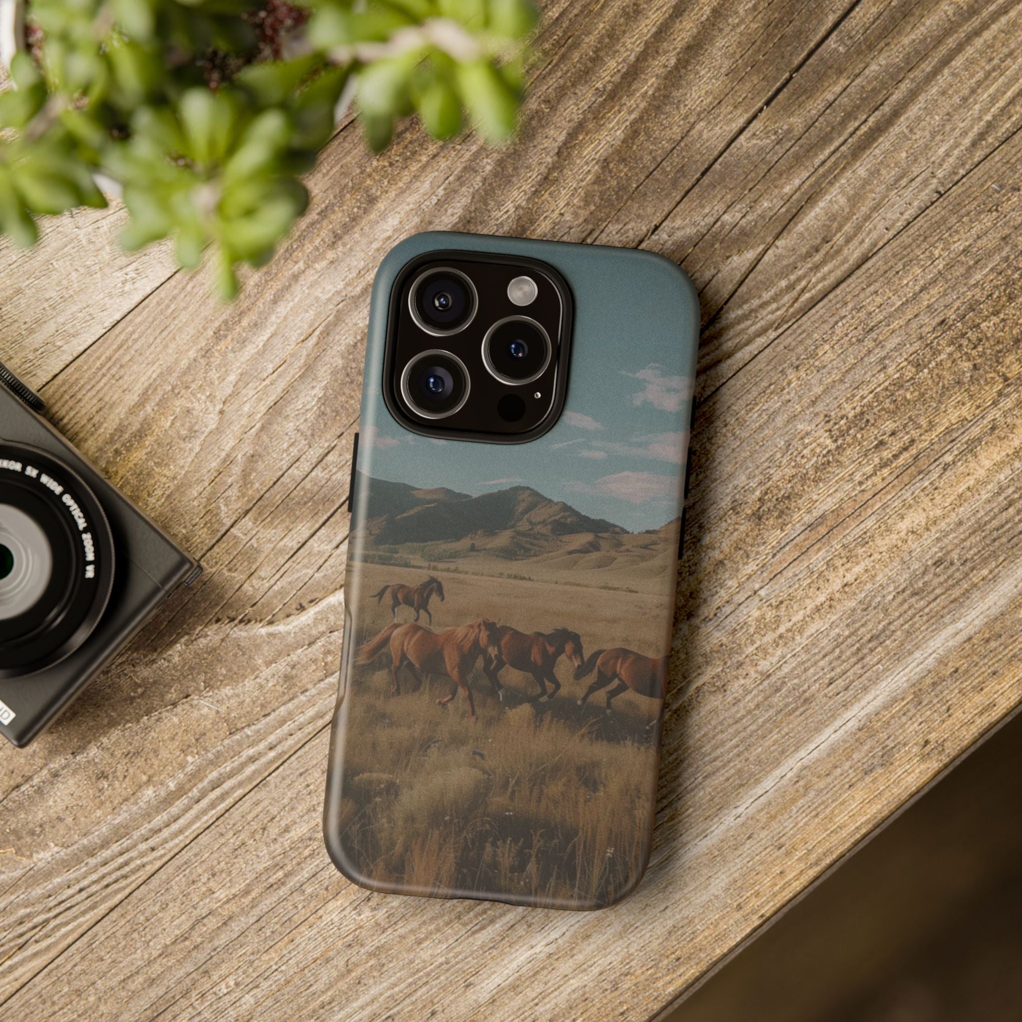 Wild Mustang – Durable Protective iPhone Case with Scenic Desert Horse Design
