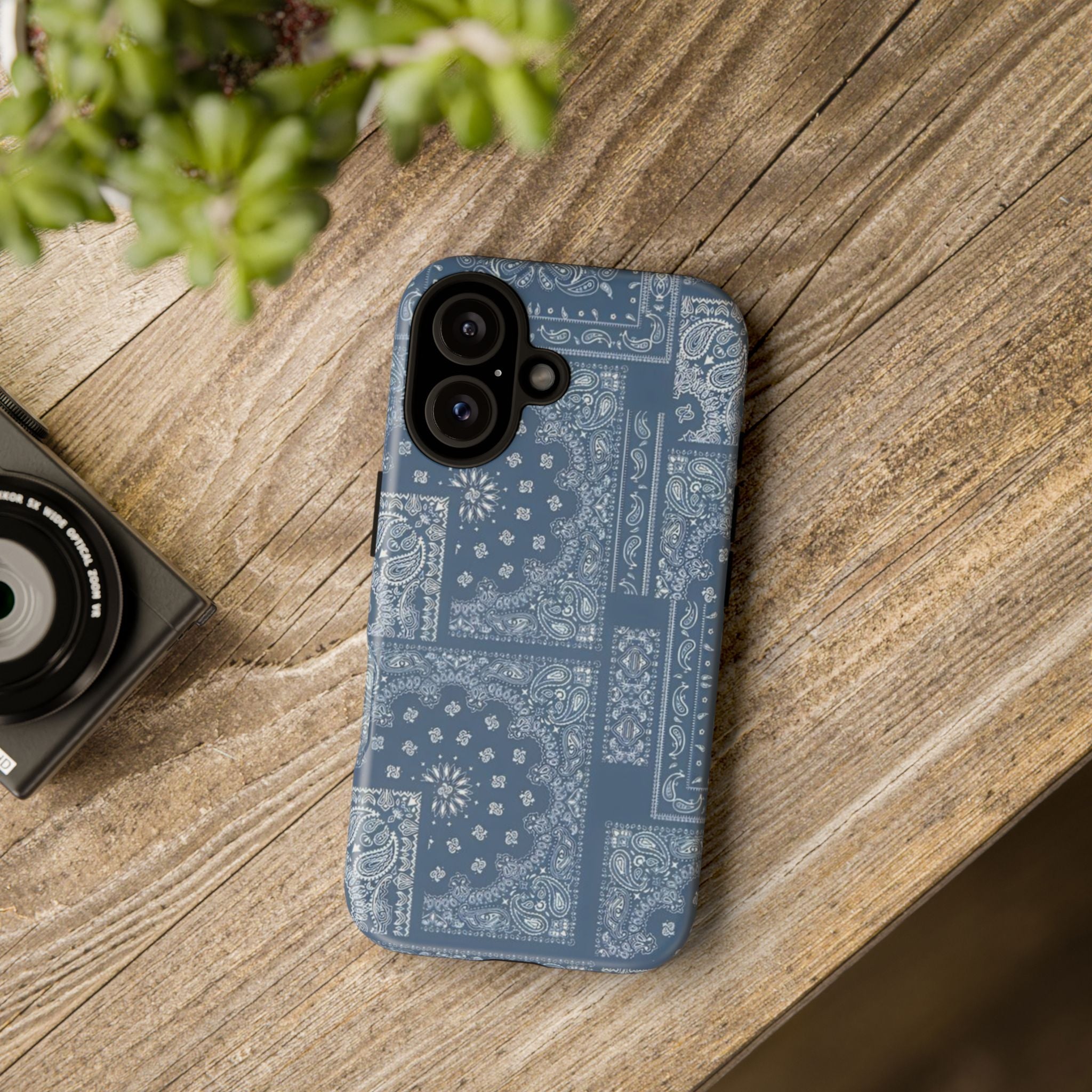 Blue Bandana Tough Phone Case — Rugged Protective iPhone Cover