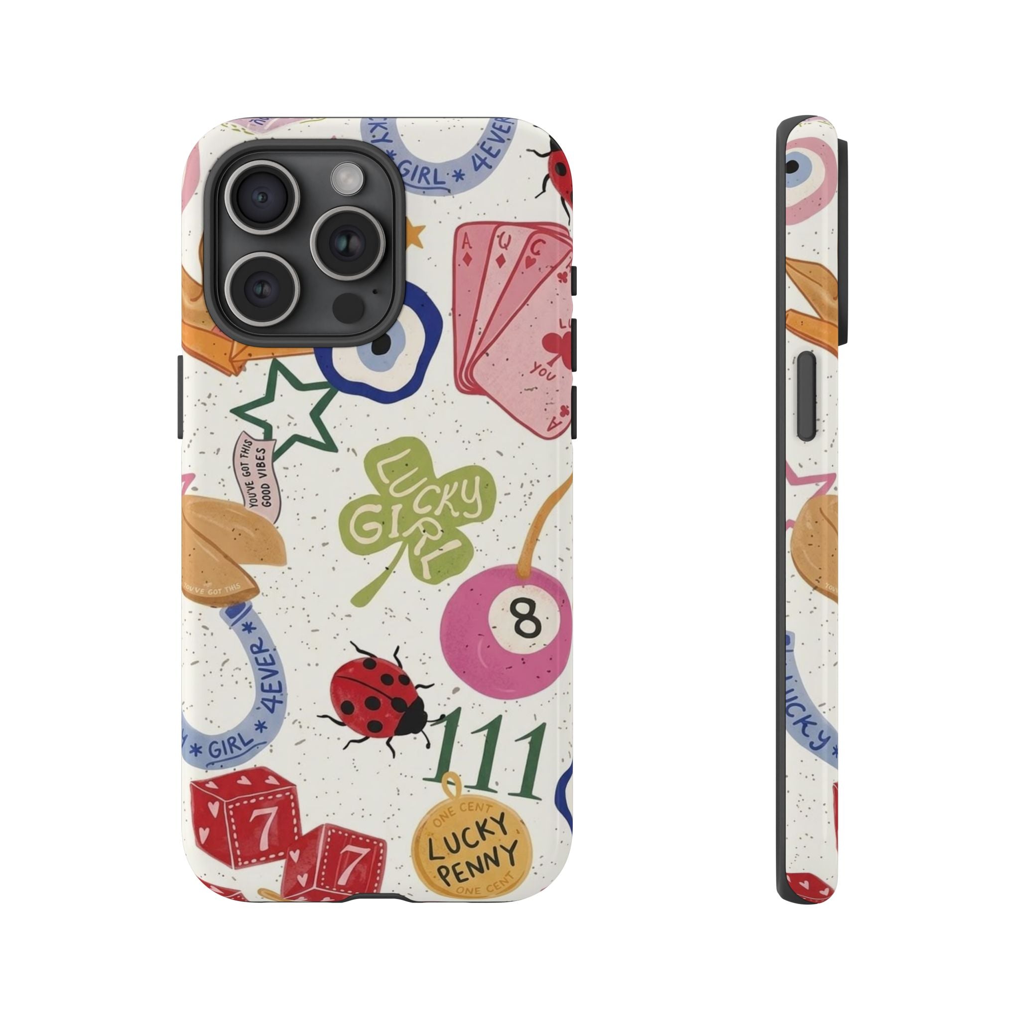 Lucky Charm Phone Case — 'Lucky Girl' Sticker Collage Design