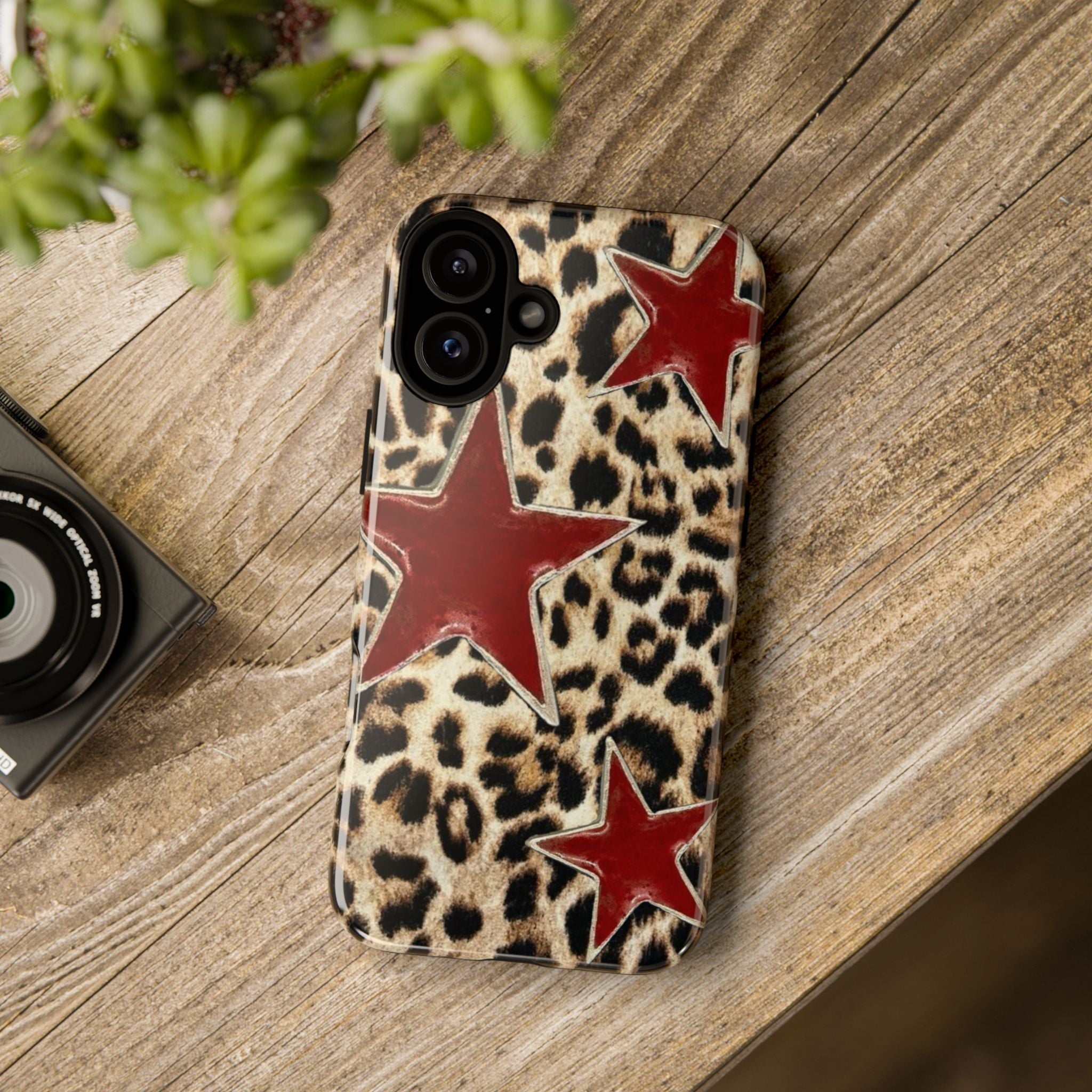 Ruby Leopard Star – Red Stars on Animal Print
