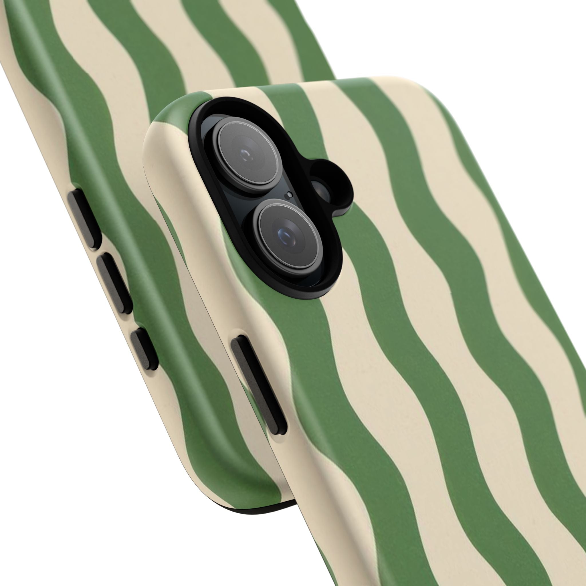 Wavy Green Stripe Phone Case — Retro Minimalist Tough Case