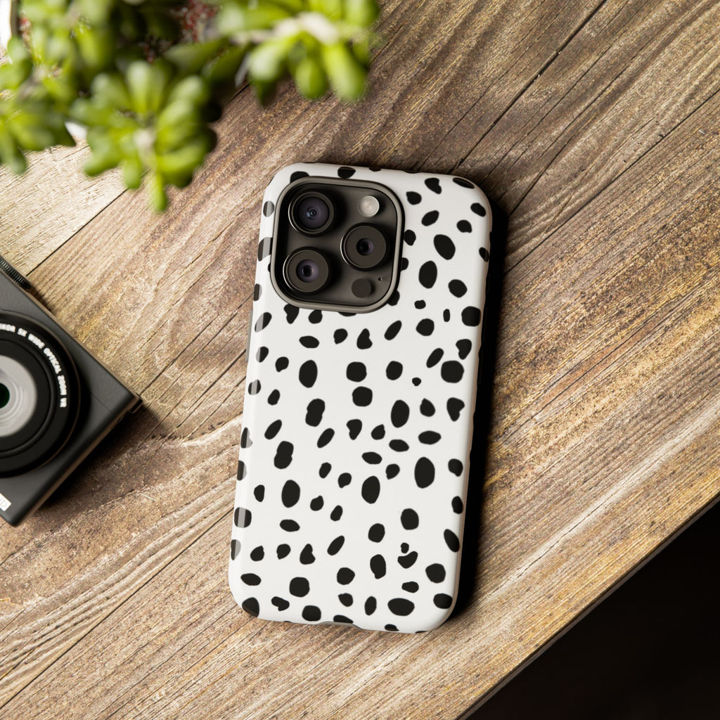 Dalmatian Spot Tough Phone Case — Black & White Protective Cover