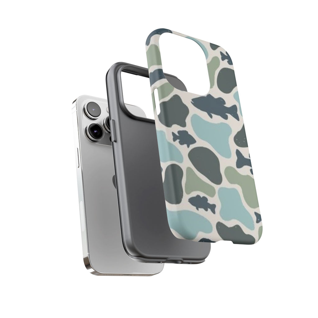 Camouflage Fish Tough Phone Case — Waterproof Blue-Green Camo iPhone Cover