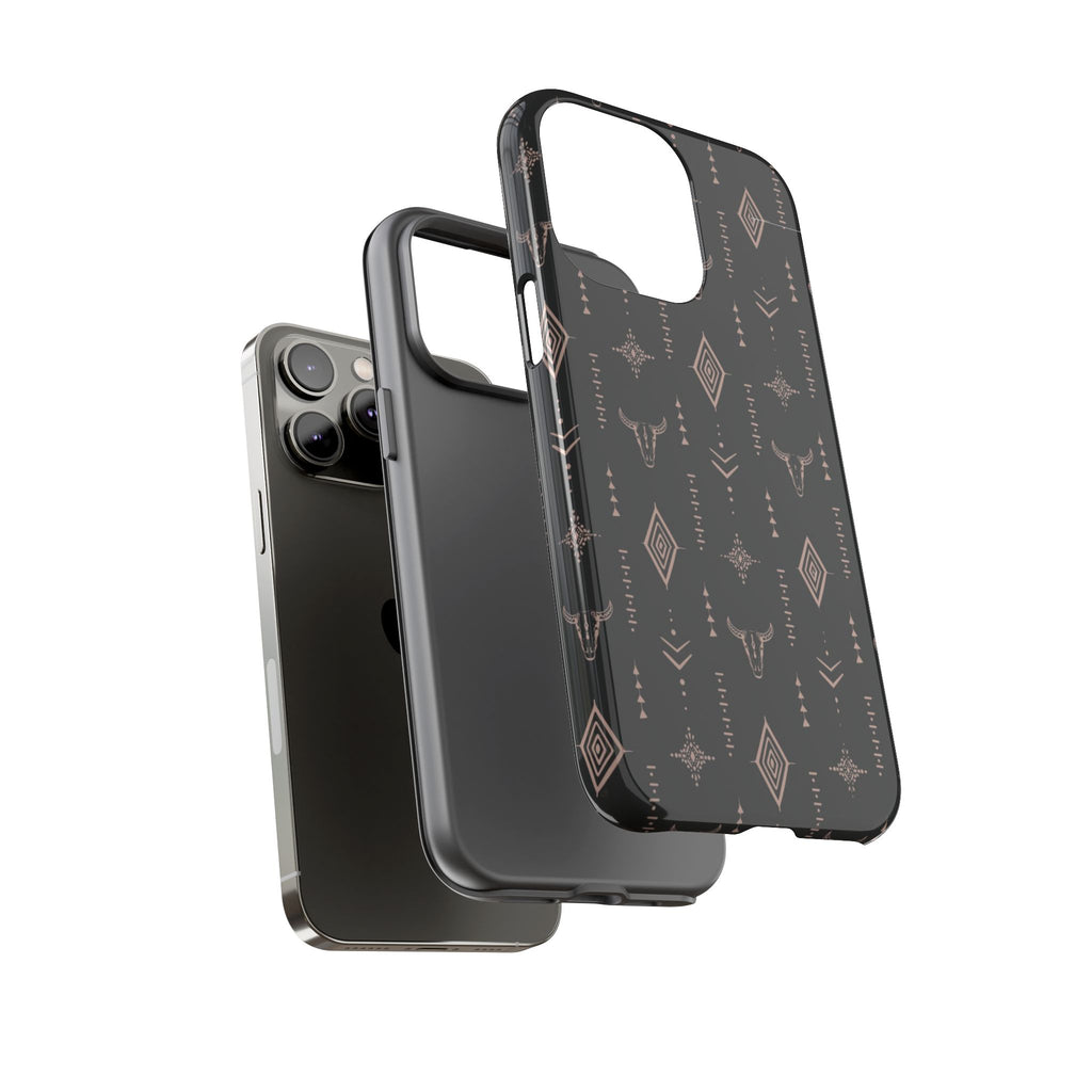 Western Diamond Bull Tough Phone Case — Protective Southwestern Pattern