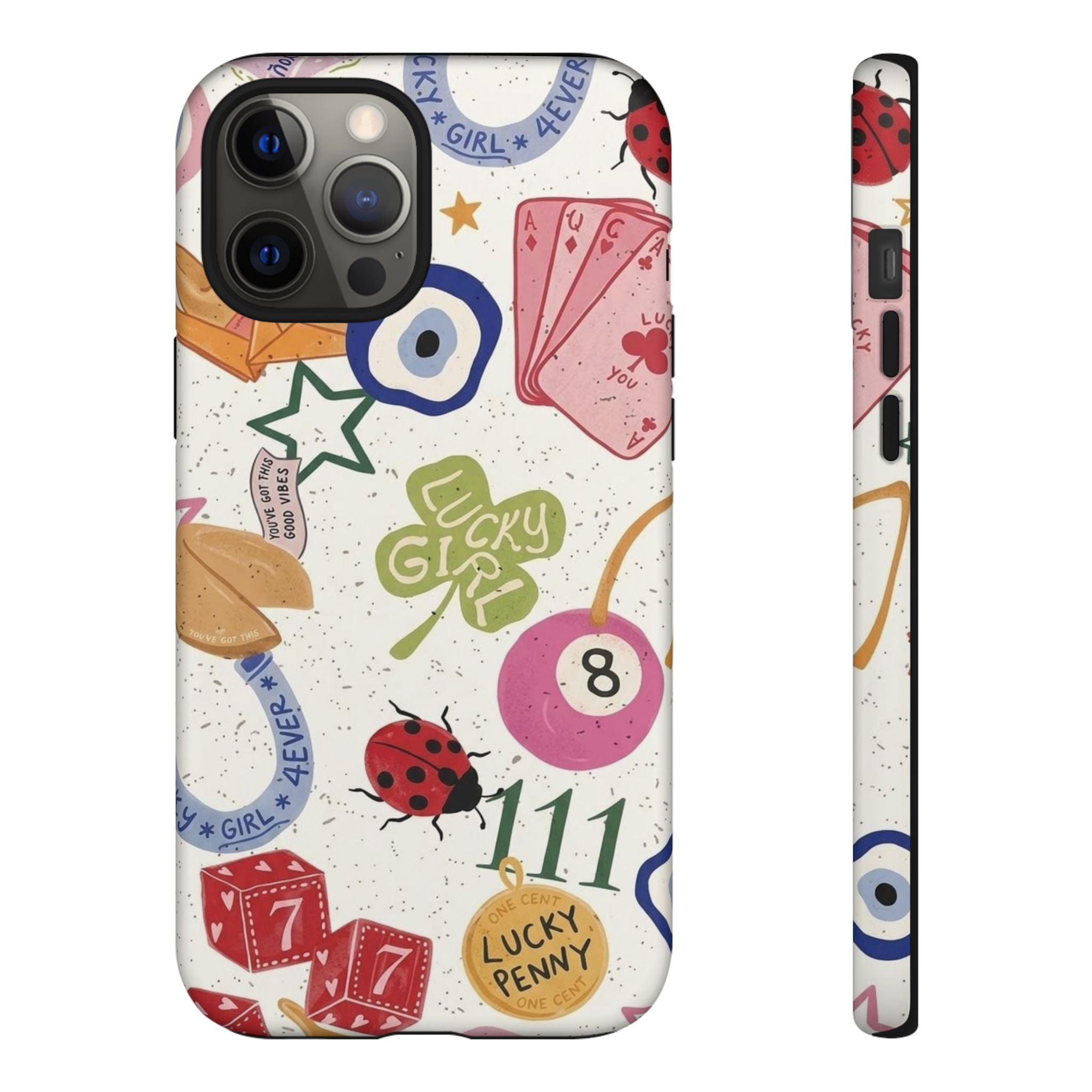 Lucky Charm Phone Case — 'Lucky Girl' Sticker Collage Design
