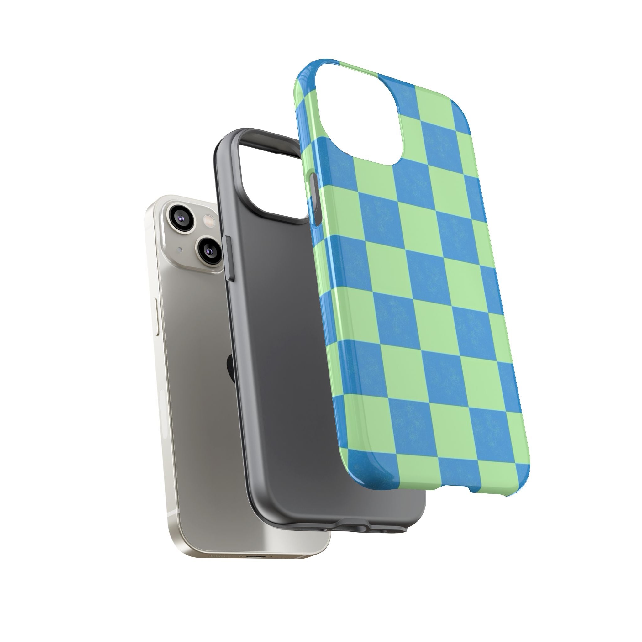 Cowgirl Blue Checkers — Retro Checkered Tough Phone Cover