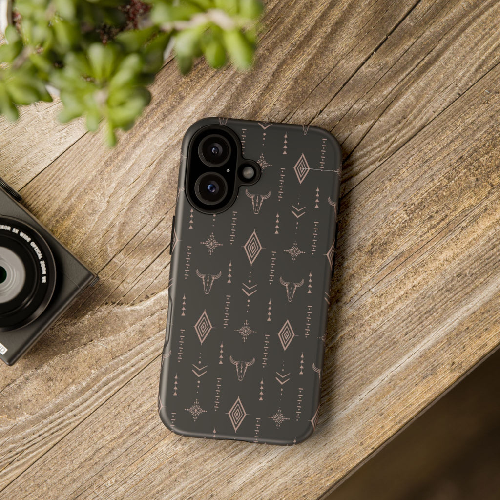 Western Diamond Bull Tough Phone Case — Protective Southwestern Pattern