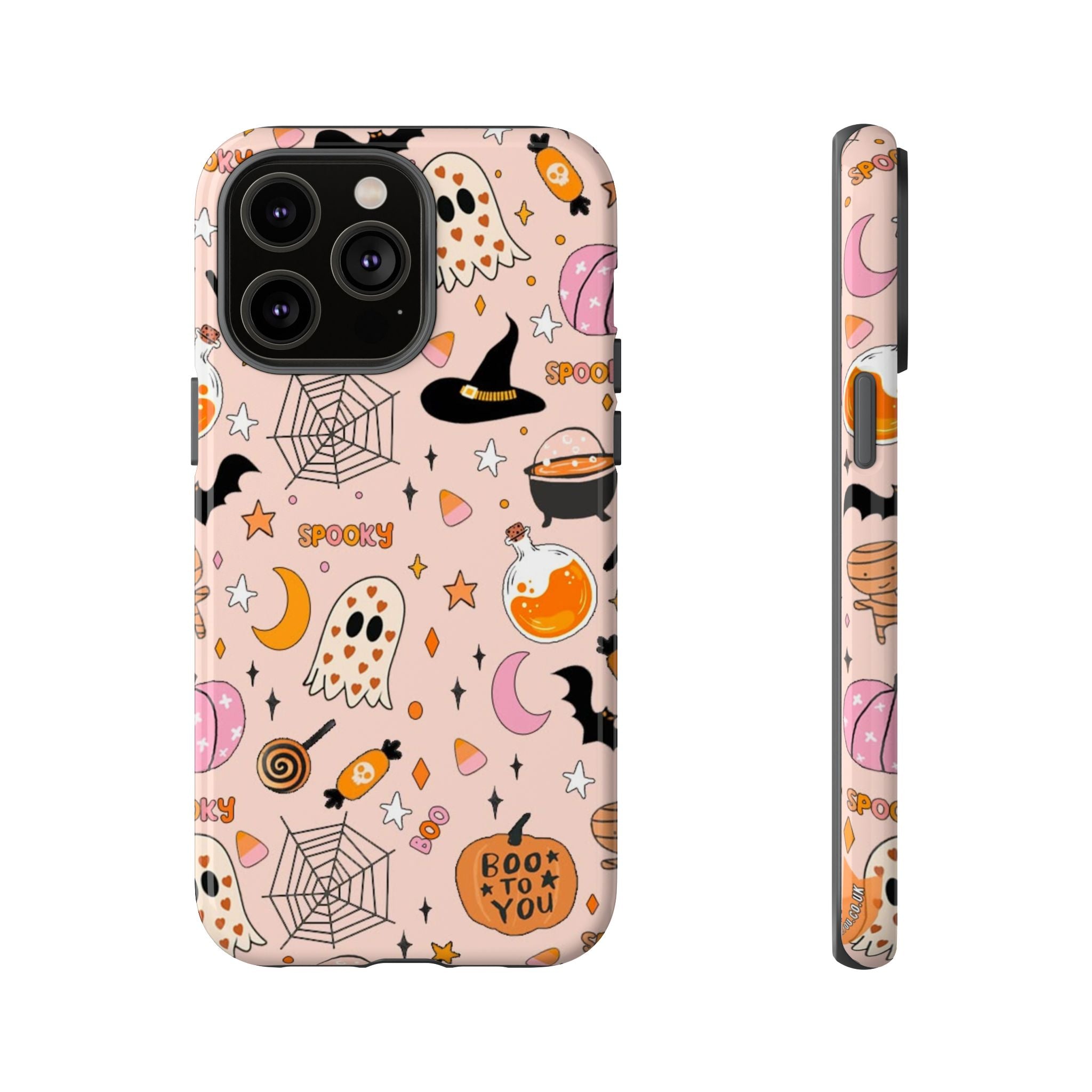 Spooky Halloween — Pink Ghosts, Witches, Candy & "Boo to You" Design