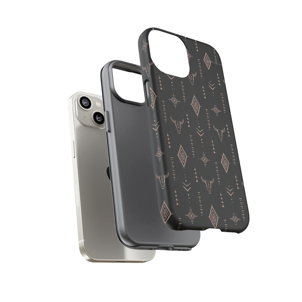 Western Diamond Bull Tough Phone Case — Protective Southwestern Pattern