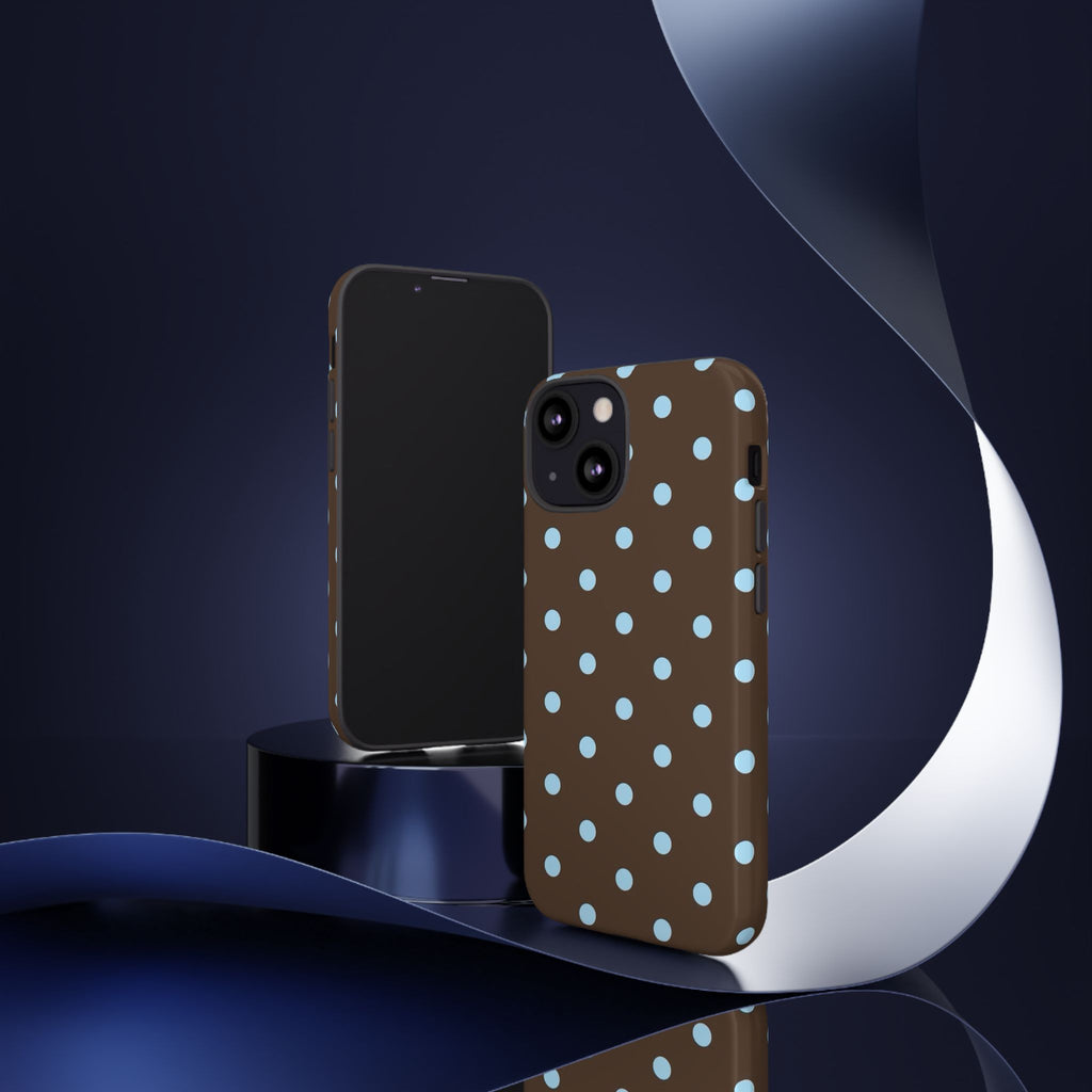 Brown Polka Dot Phone Case — Blue Dot Protective Tough Case