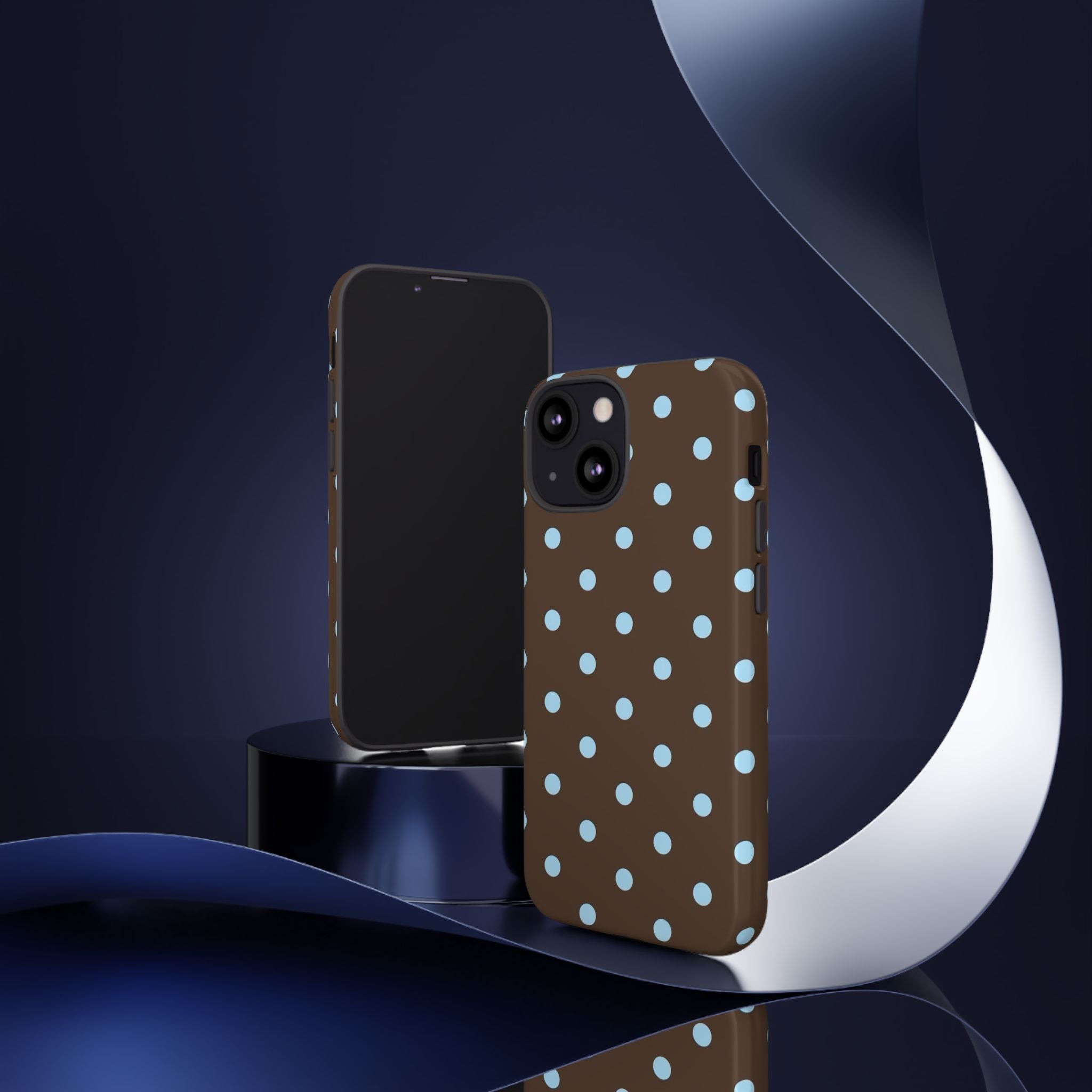 Brown Polka Dot Phone Case — Blue Dot Protective Tough Case