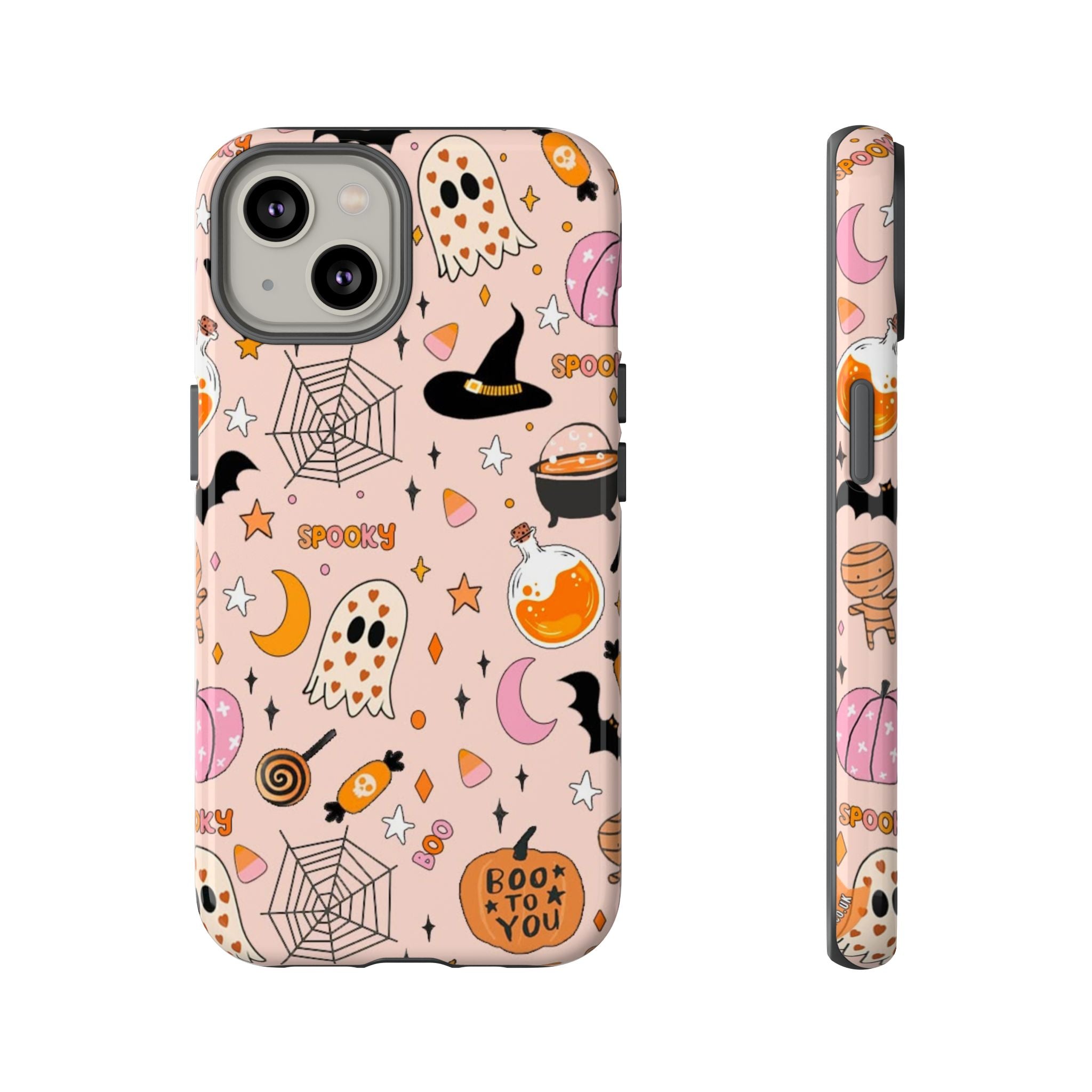Spooky Halloween — Pink Ghosts, Witches, Candy & "Boo to You" Design