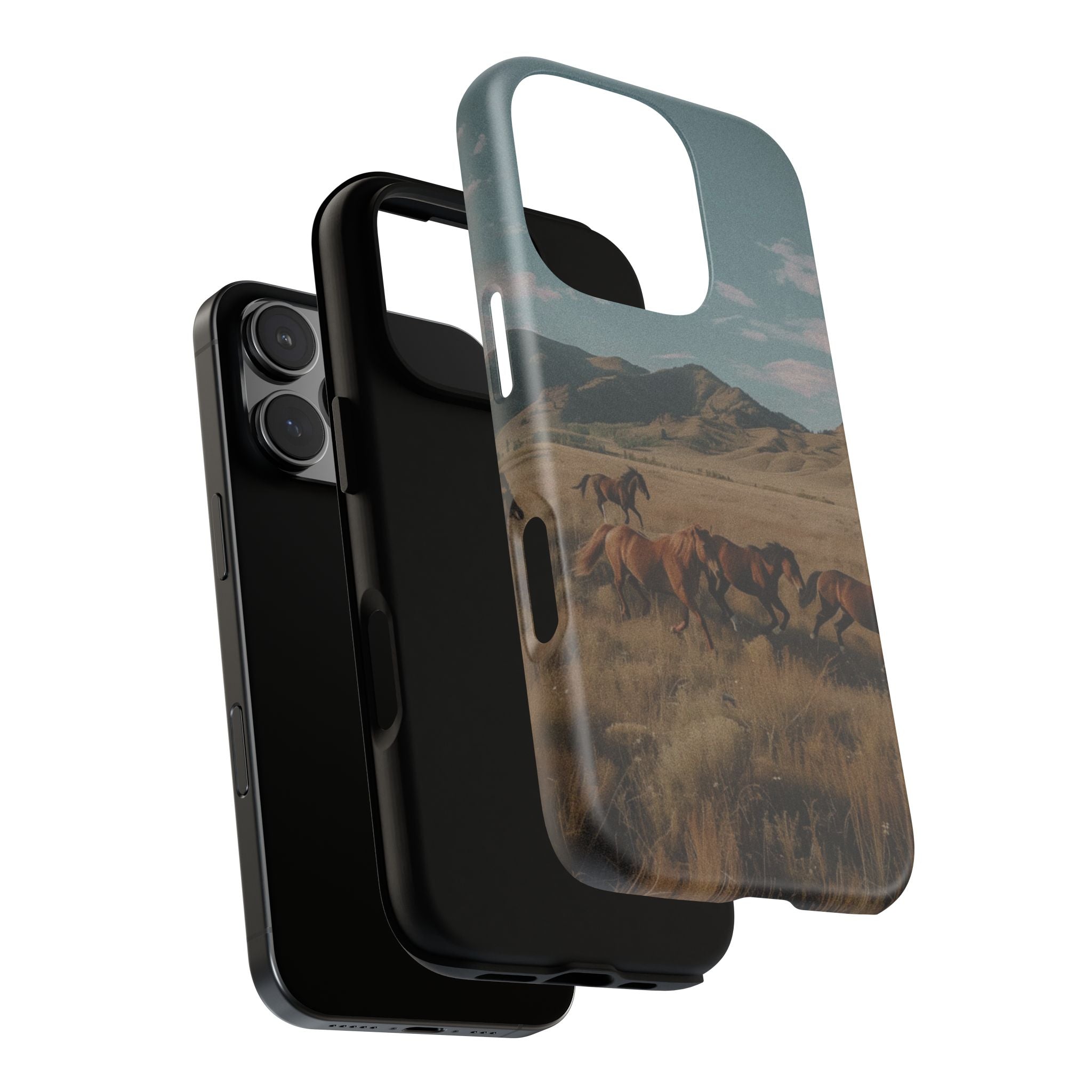 Wild Mustang – Durable Protective iPhone Case with Scenic Desert Horse Design